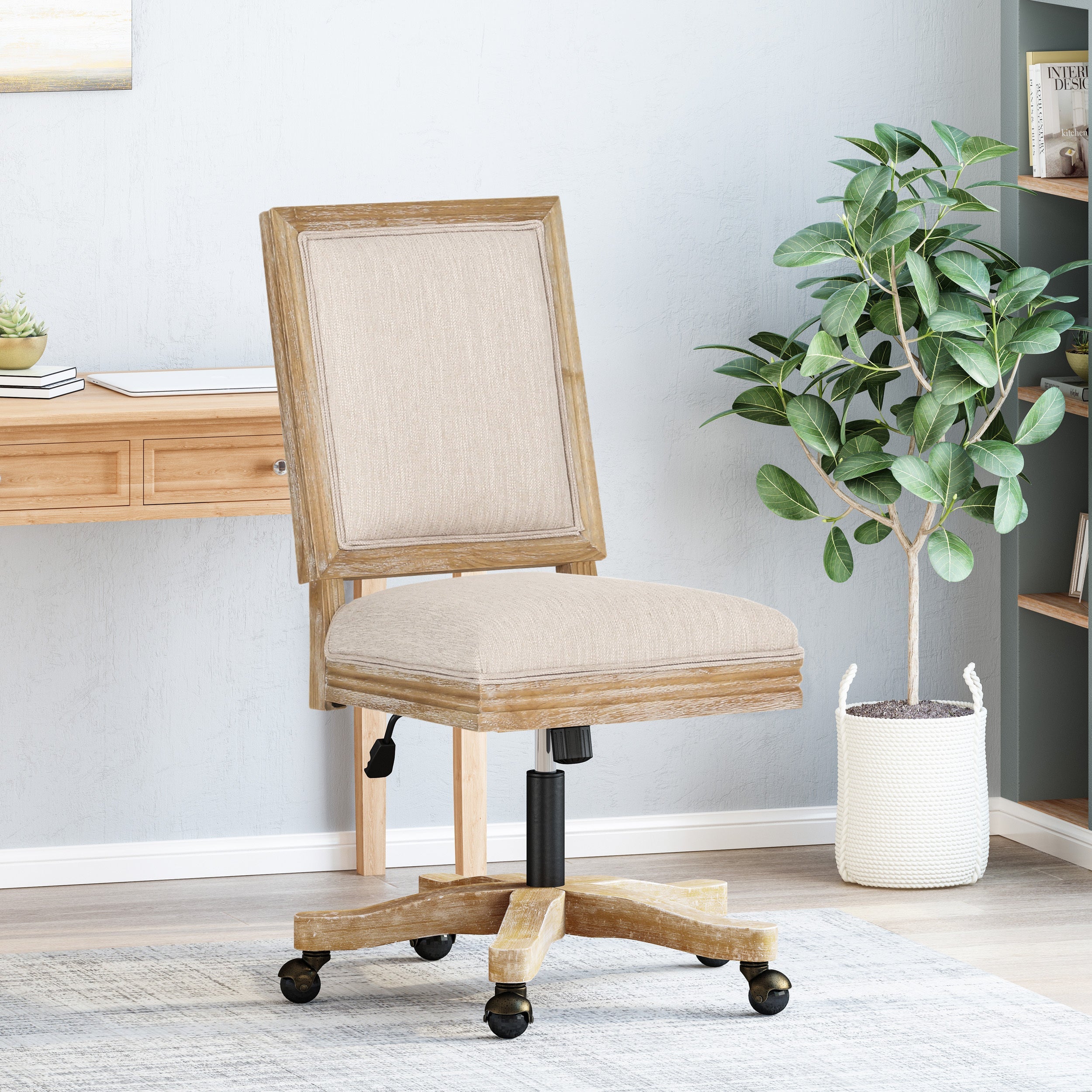 French Country Square Back Swivel & Lift Office Chair