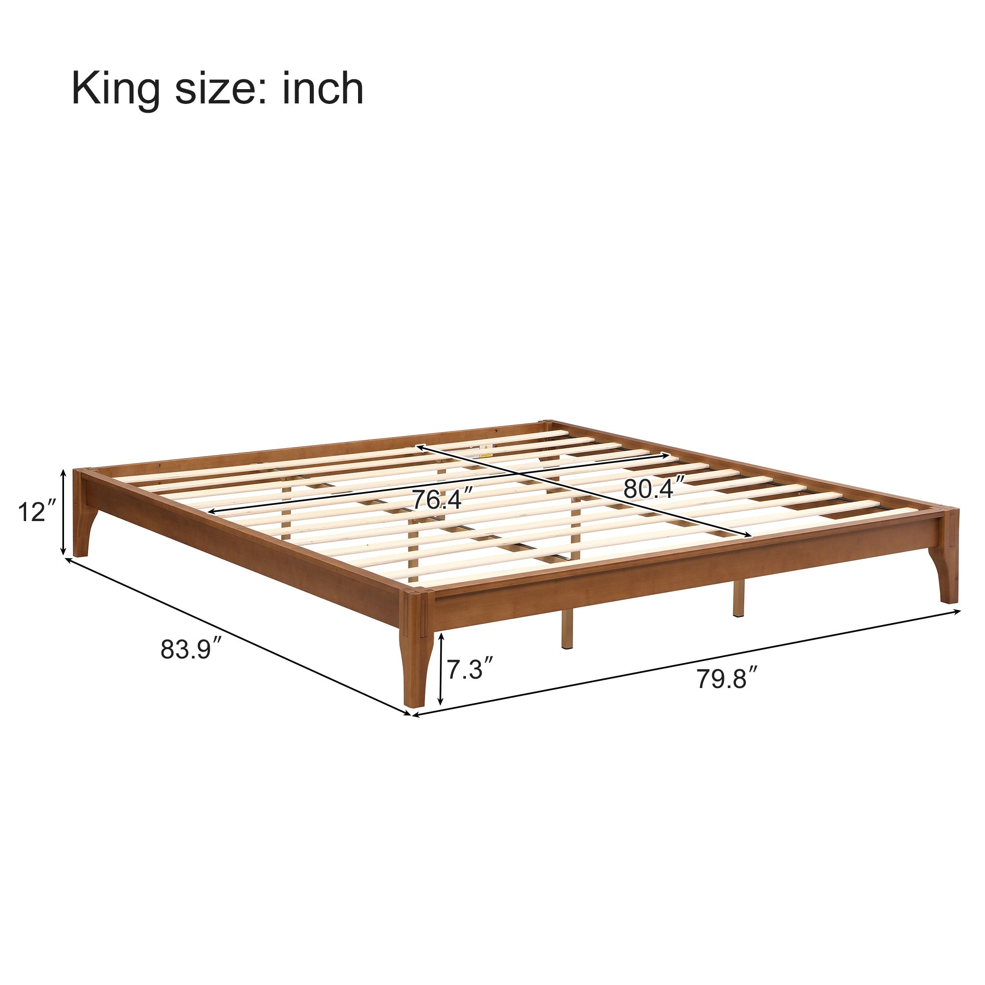 Bamboo Wood Platform Bed Frame