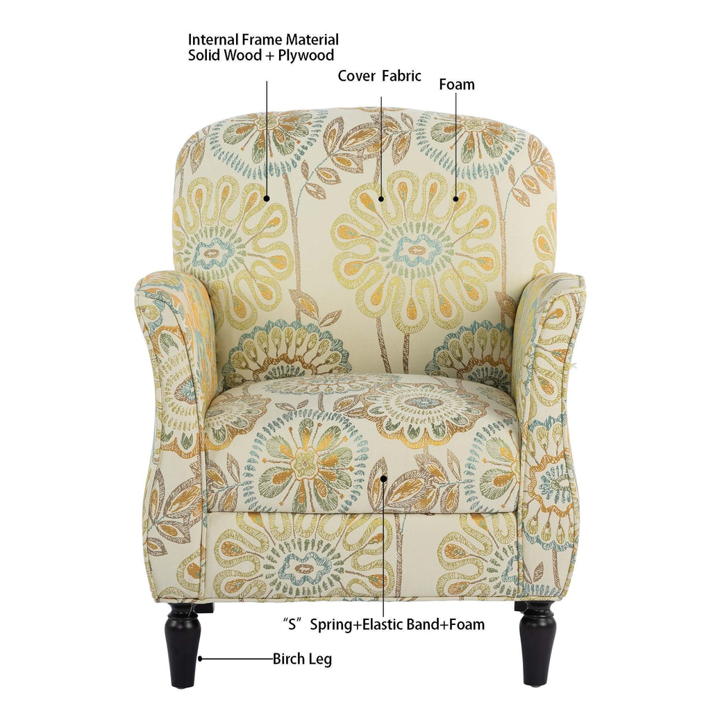 Golden Floral Accent Arm Chair