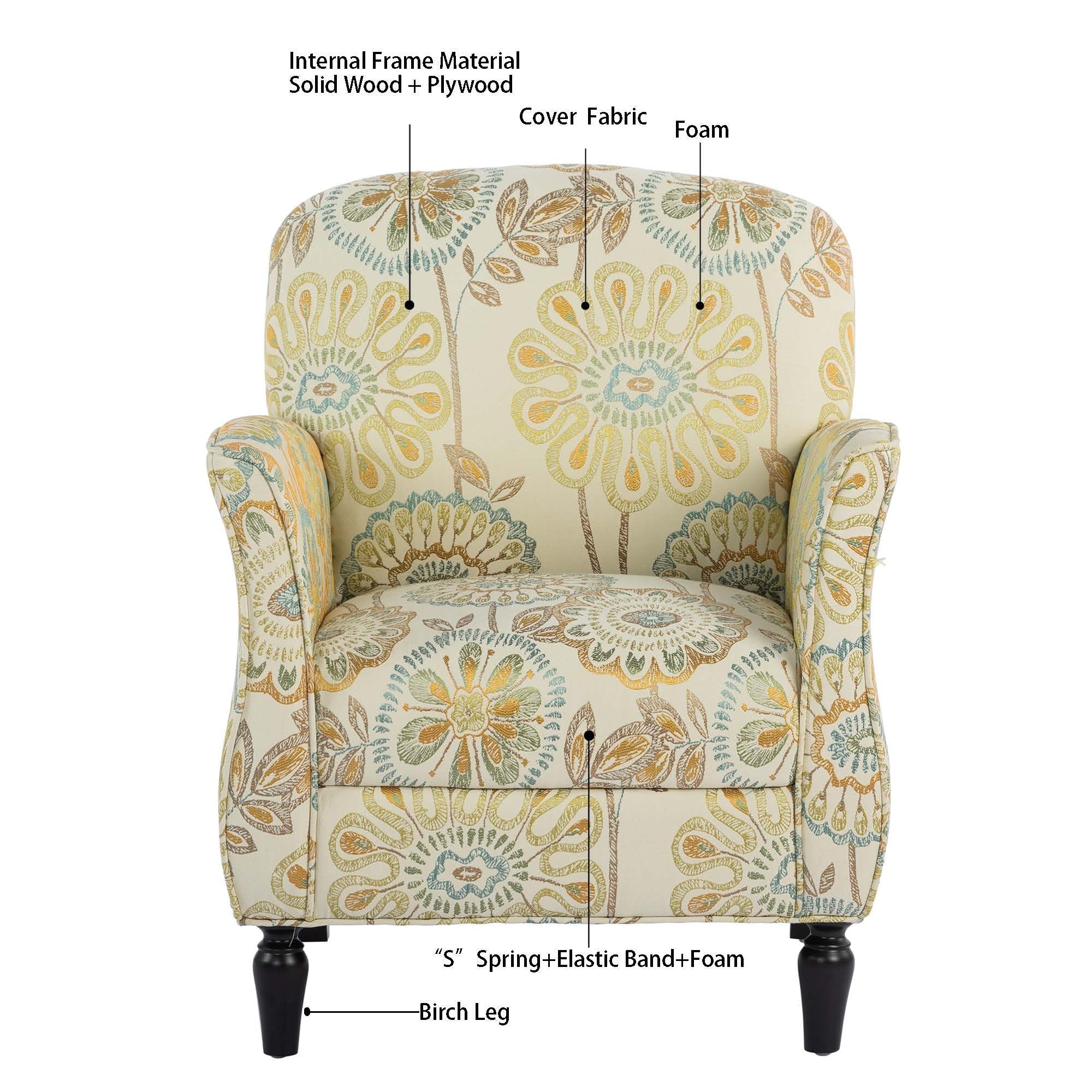Golden Floral Accent Arm Chair