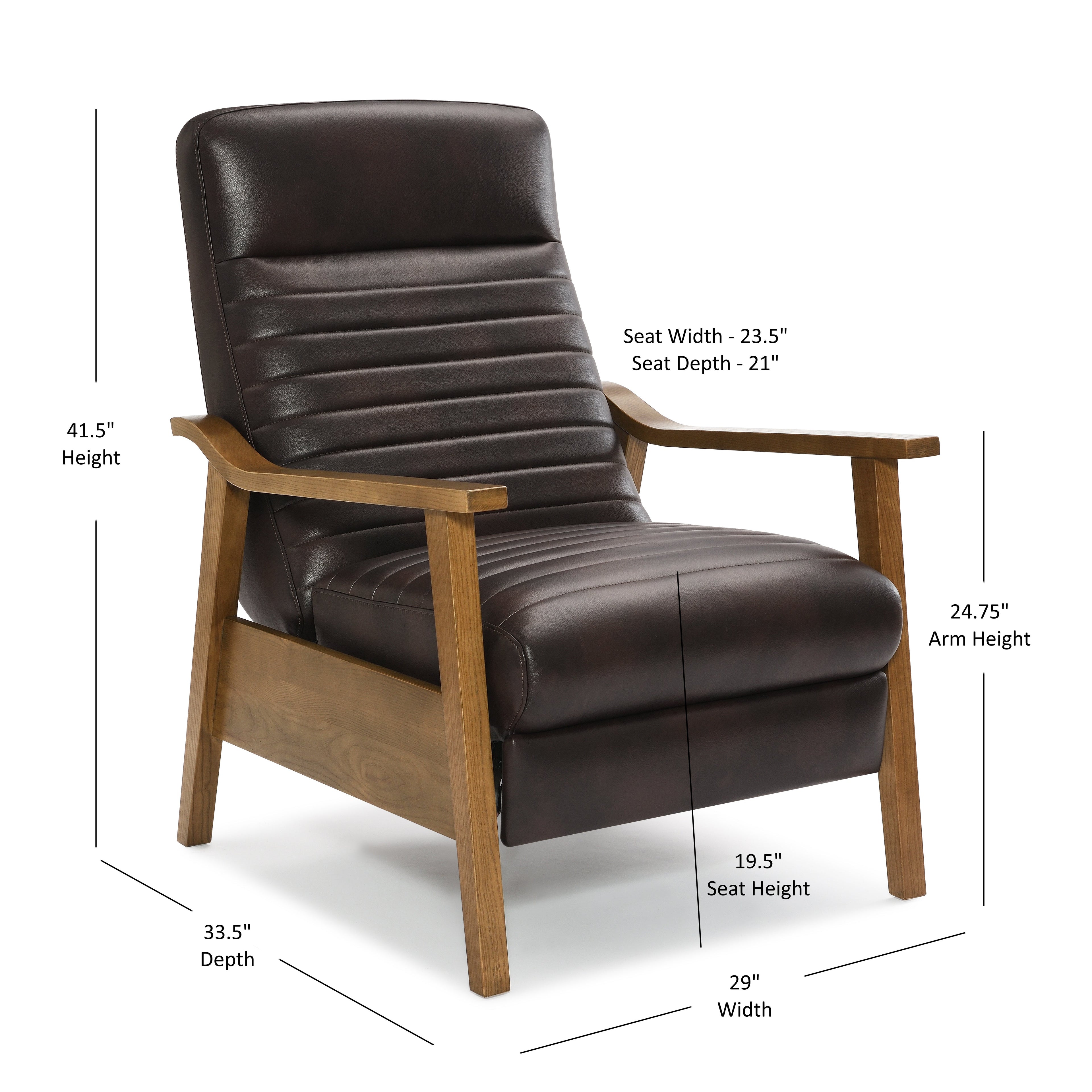 Asher Faux Leather & Wood Arm Push Back Recliner