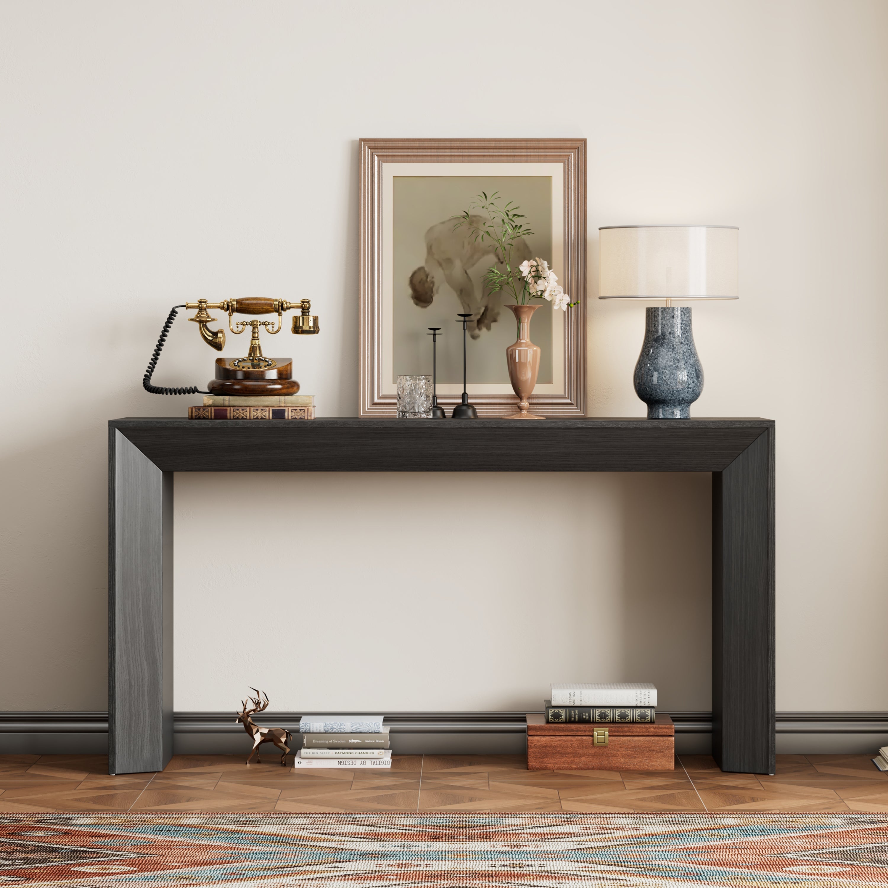 Minimalist Rustic Rectangular Waterfall Console Table