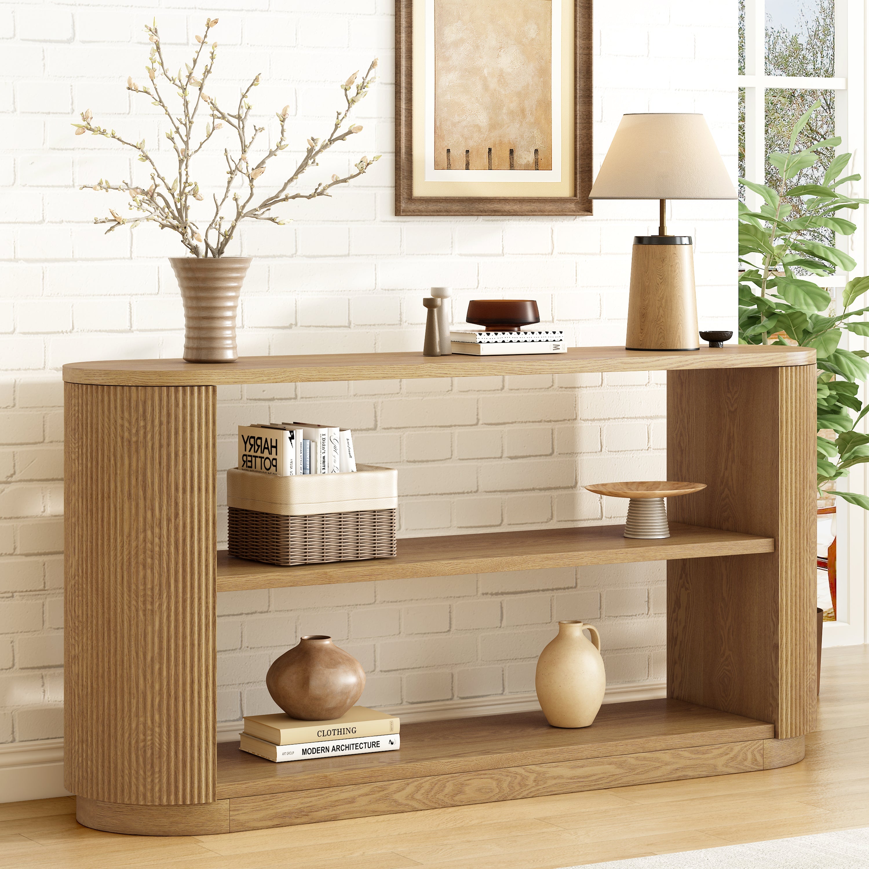 Modern Entryway Console Table with Open Shelf