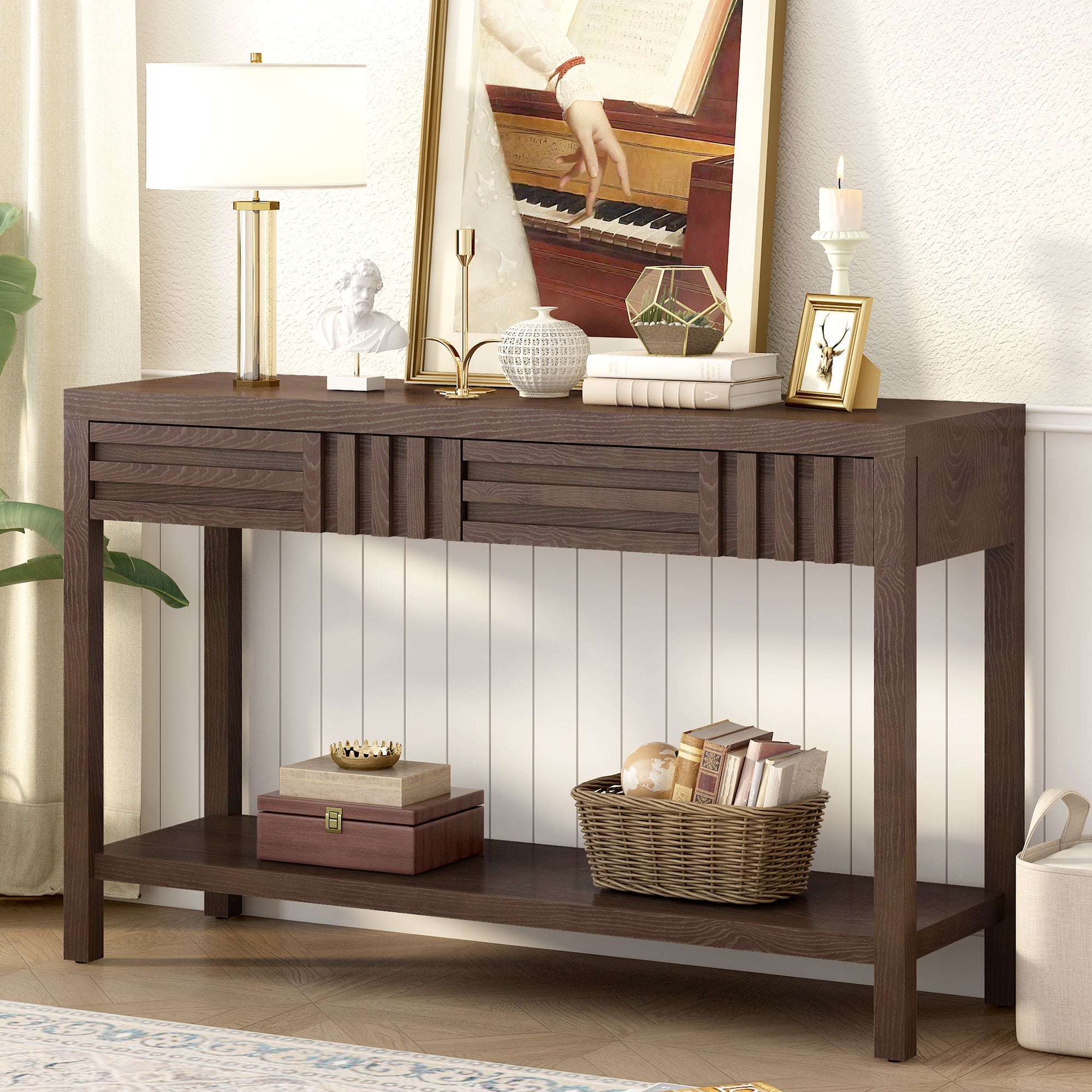 Geometric Drawer Entryway Console Table