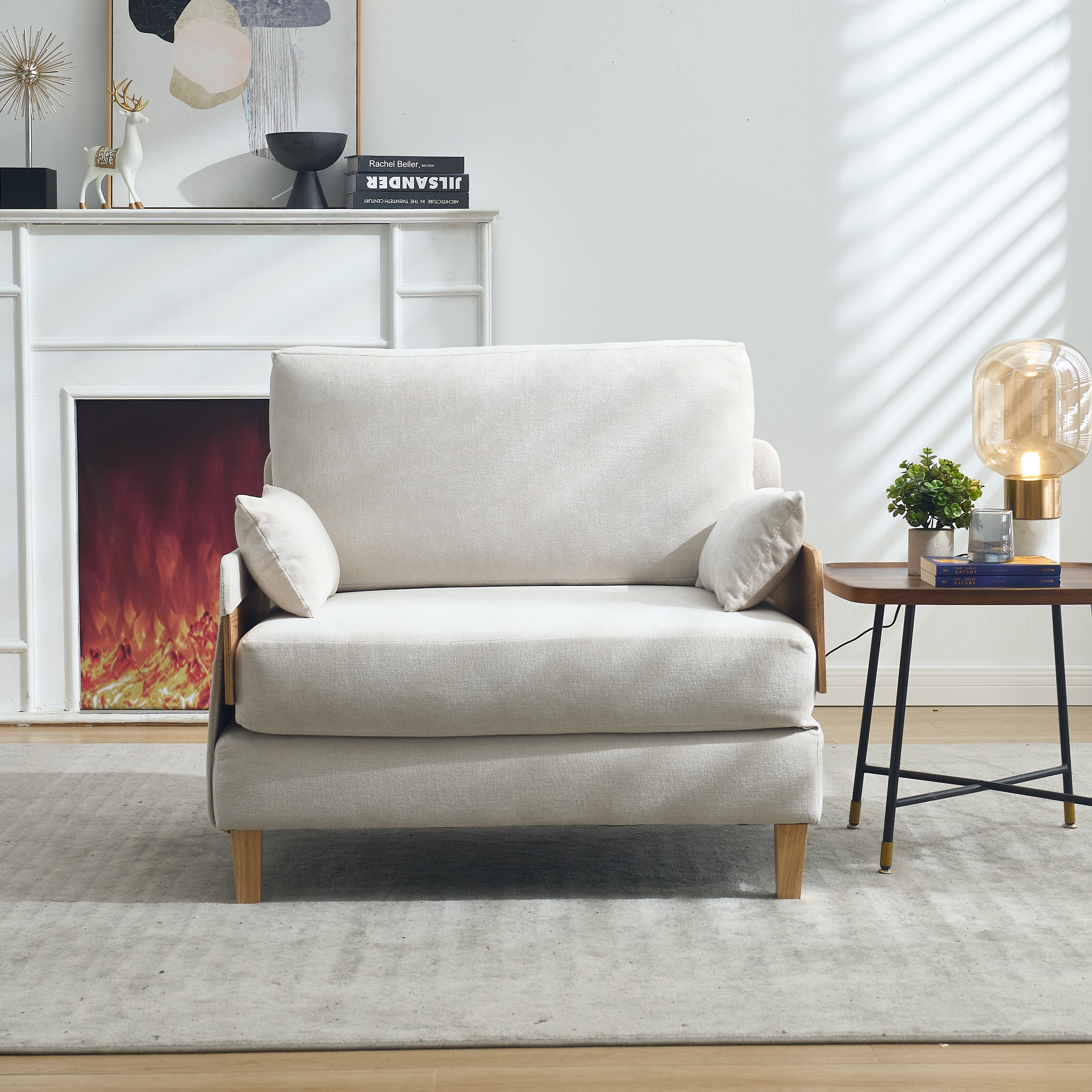 Mid-Century Modern Chenille Foldable Sofa Bed Recliner