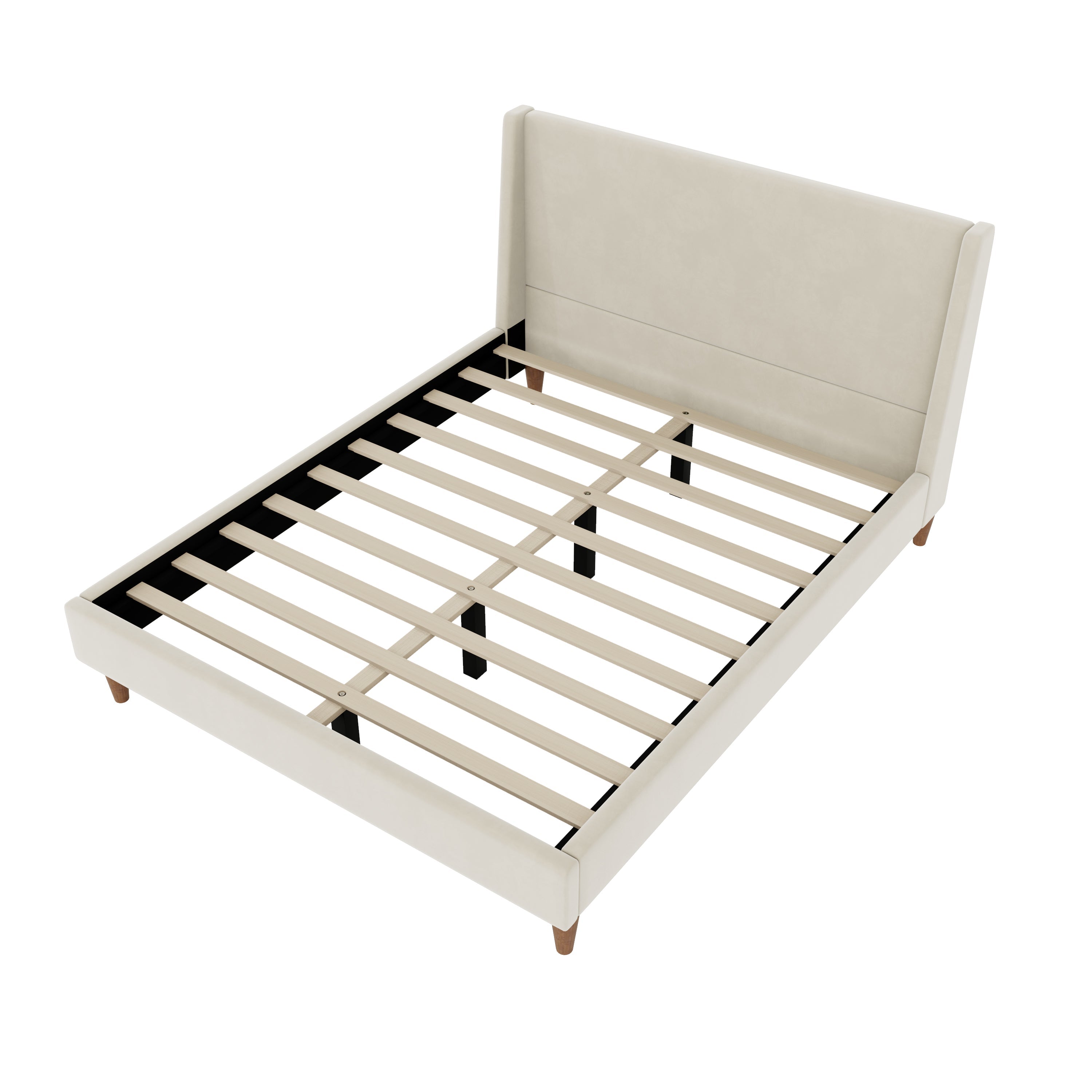 Wingback Velvet Upholstered Platform Bed