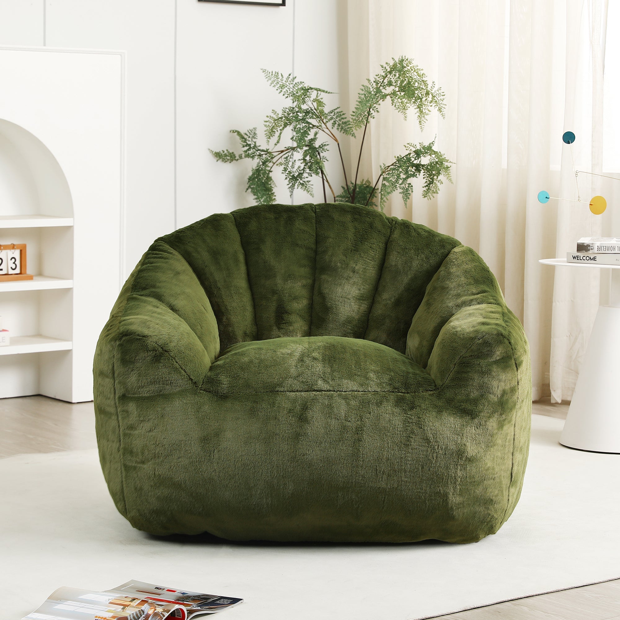 Beanbag Sofa Chair with Armrests Stuffed with High-Density Foam