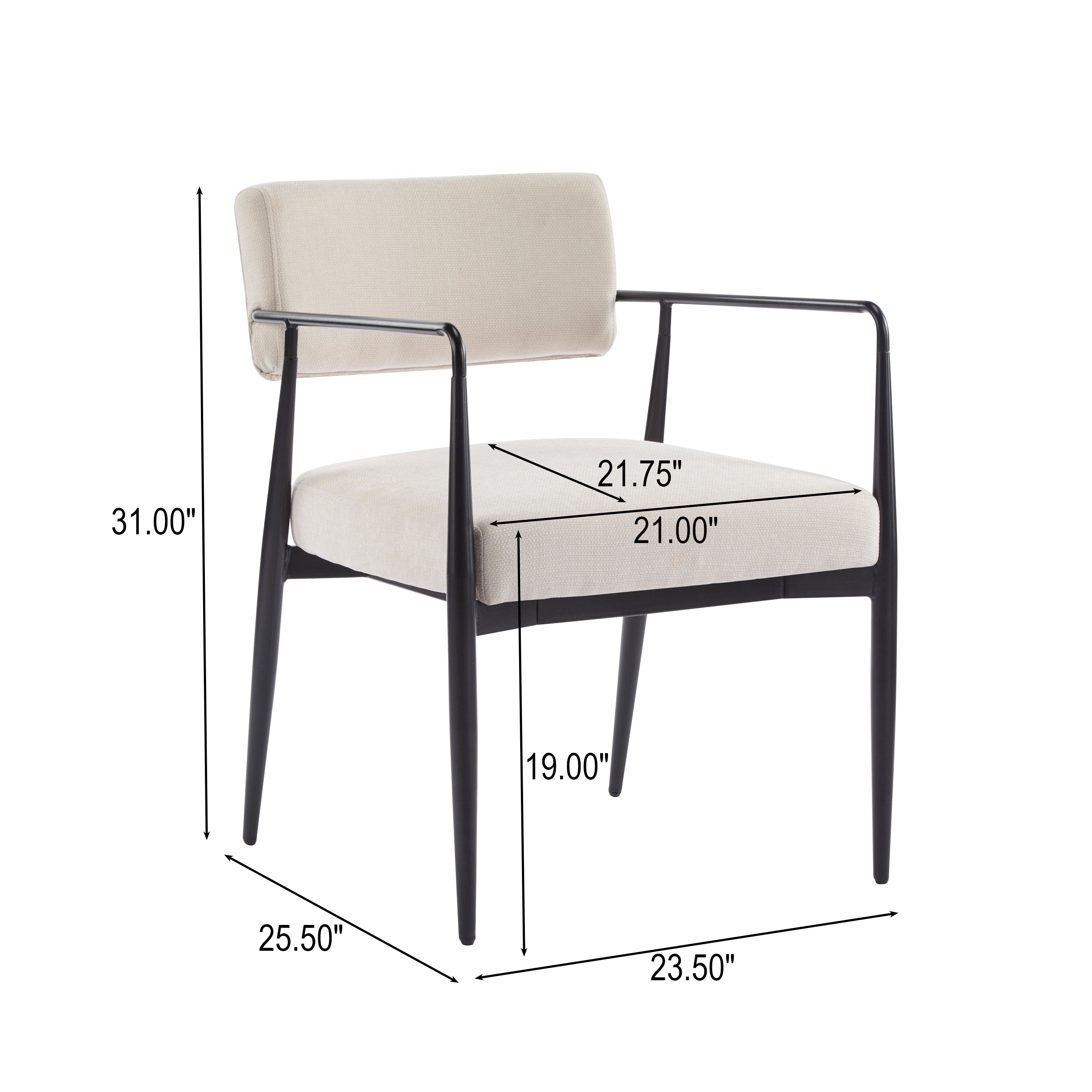 Nora Modern Metal Frame Dining Chair, Set of 2