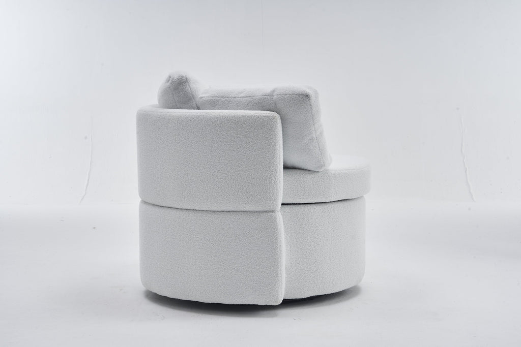 Teddy Fabric Swivel And Storage Chair With Back Cushion