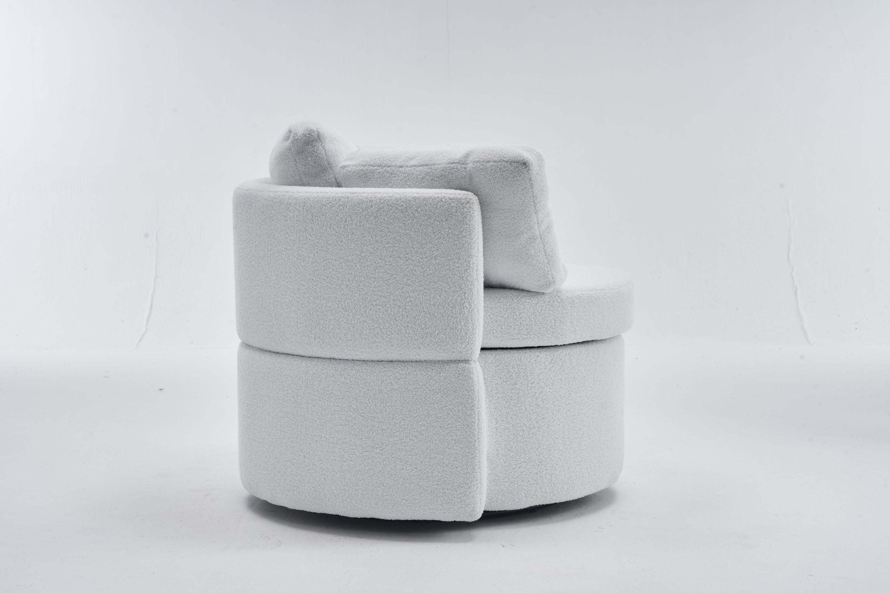 Teddy Fabric Swivel And Storage Chair With Back Cushion