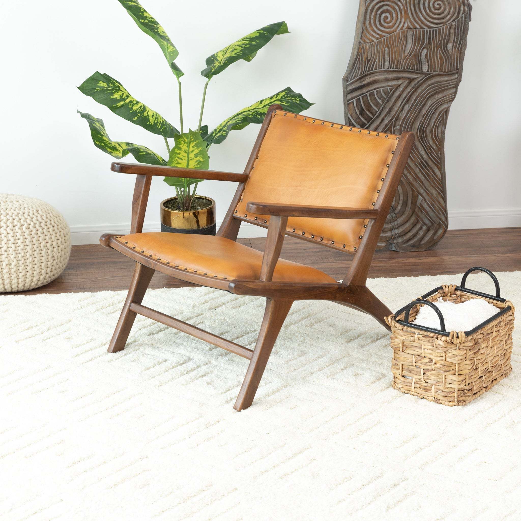 Daniel Mid-Century Modern Leather Arm Chair
