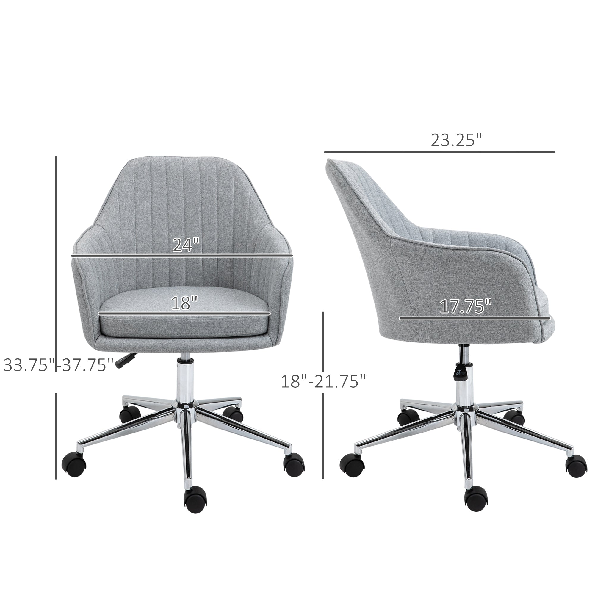 Swivel Desk Chair with Tub Shape Design & Lined Pattern Back