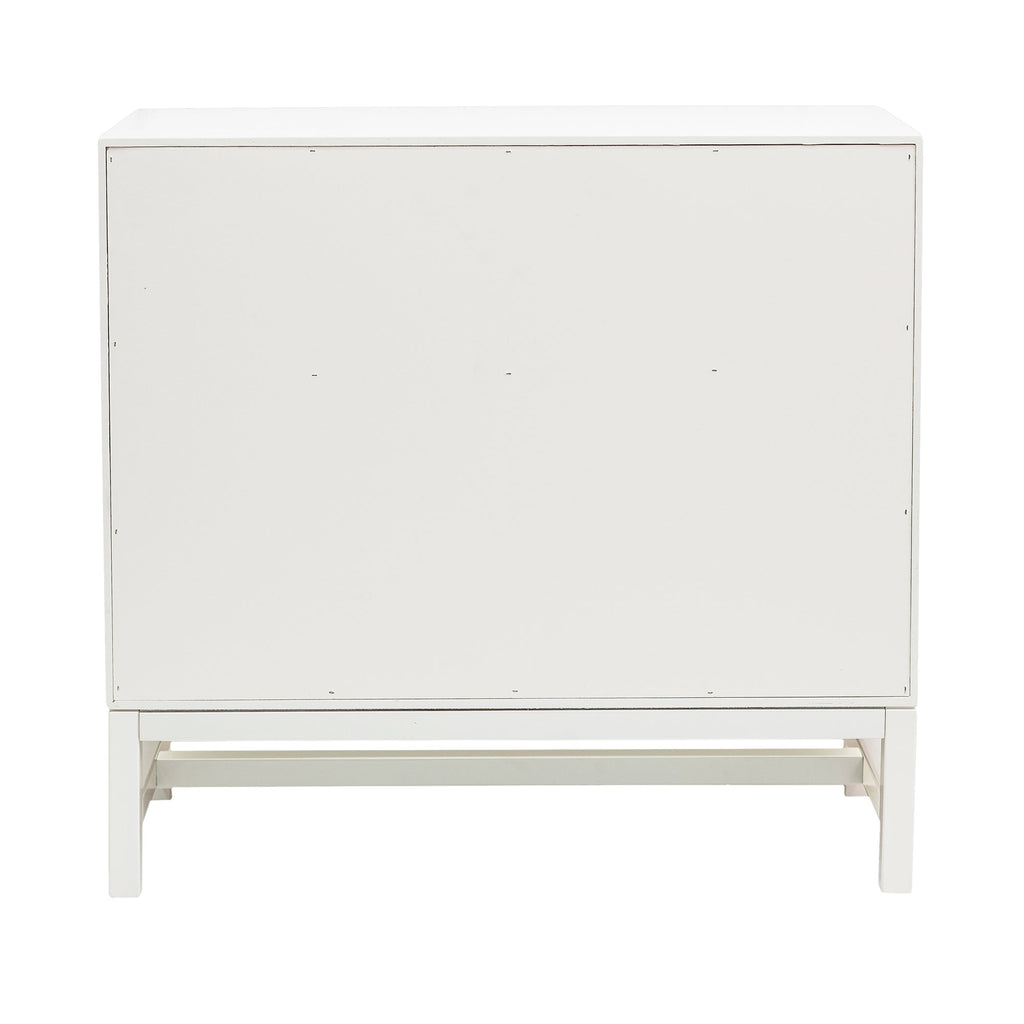 Raffia Paneled 2 Door Storage Cabinet, White
