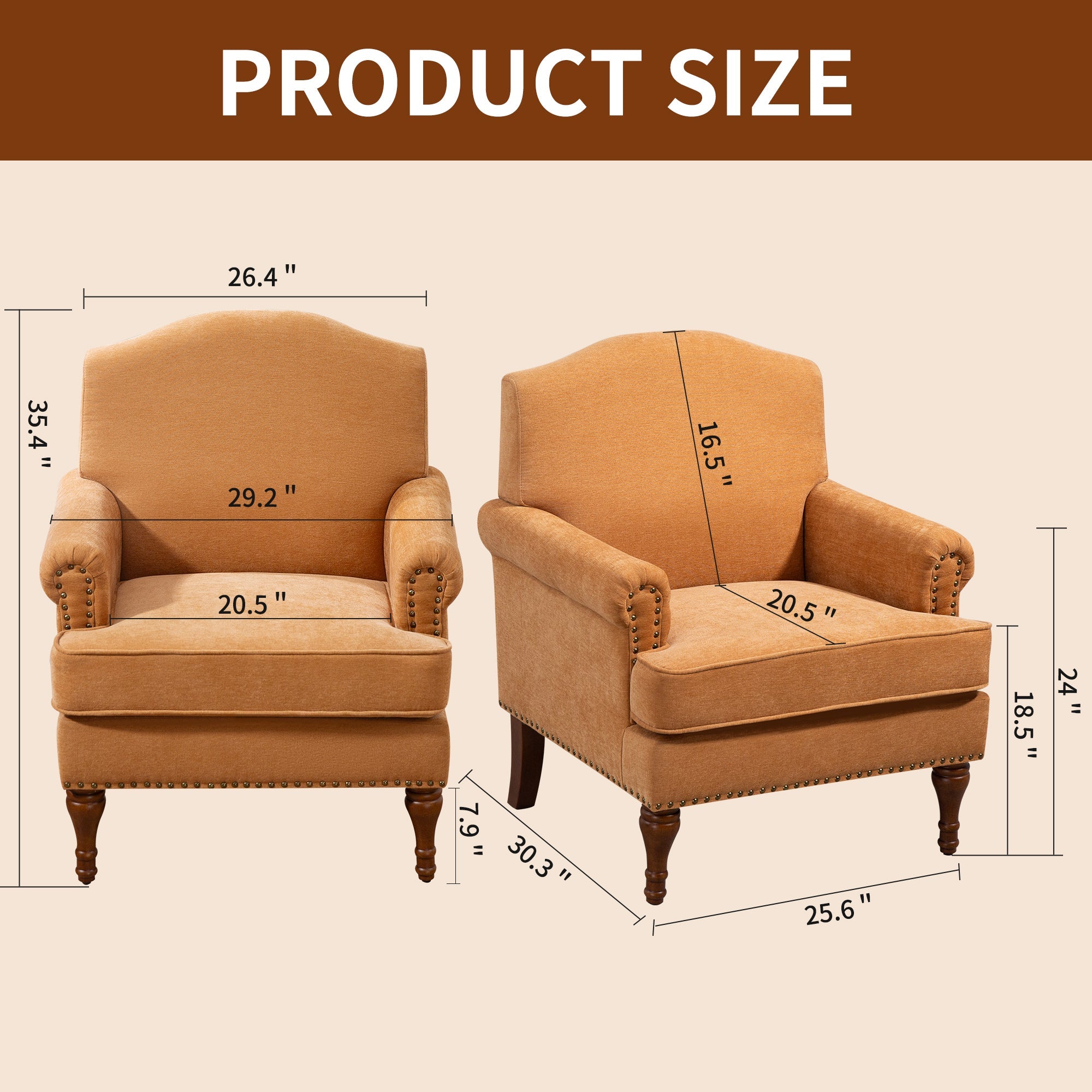 Nailhead Trim Rolled Arm Upholstered Accent Chair
