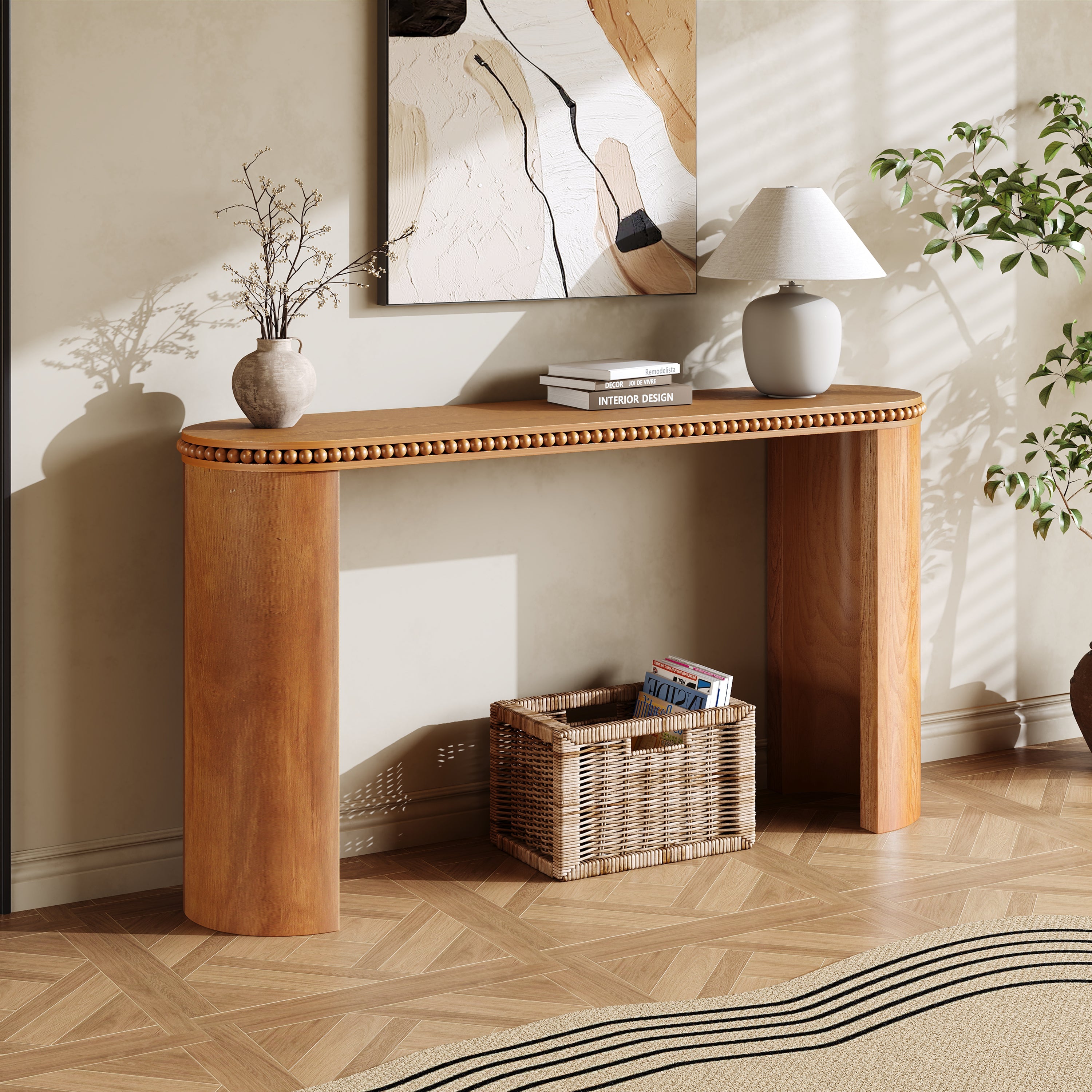 Beaded Trim Console Table