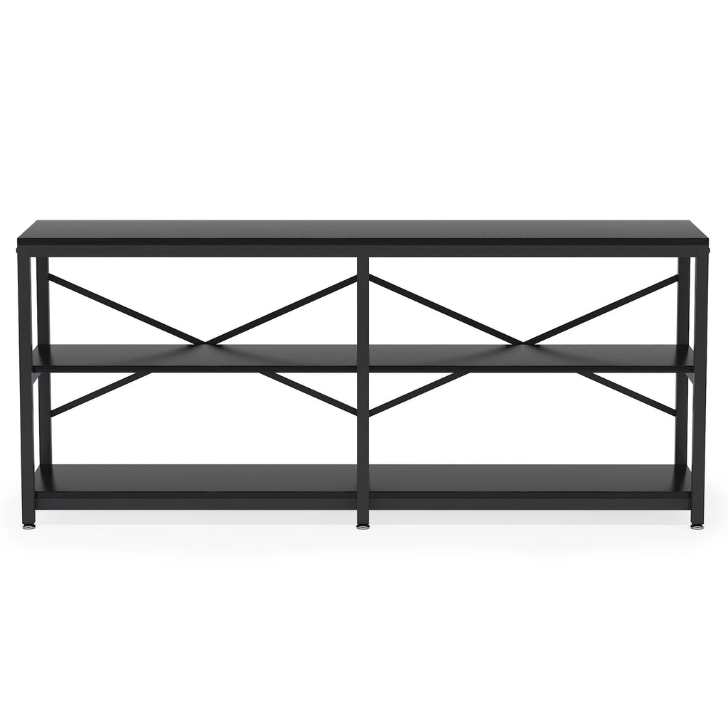Runford Modern Entryway Table with Metal Frame & X-Back Design