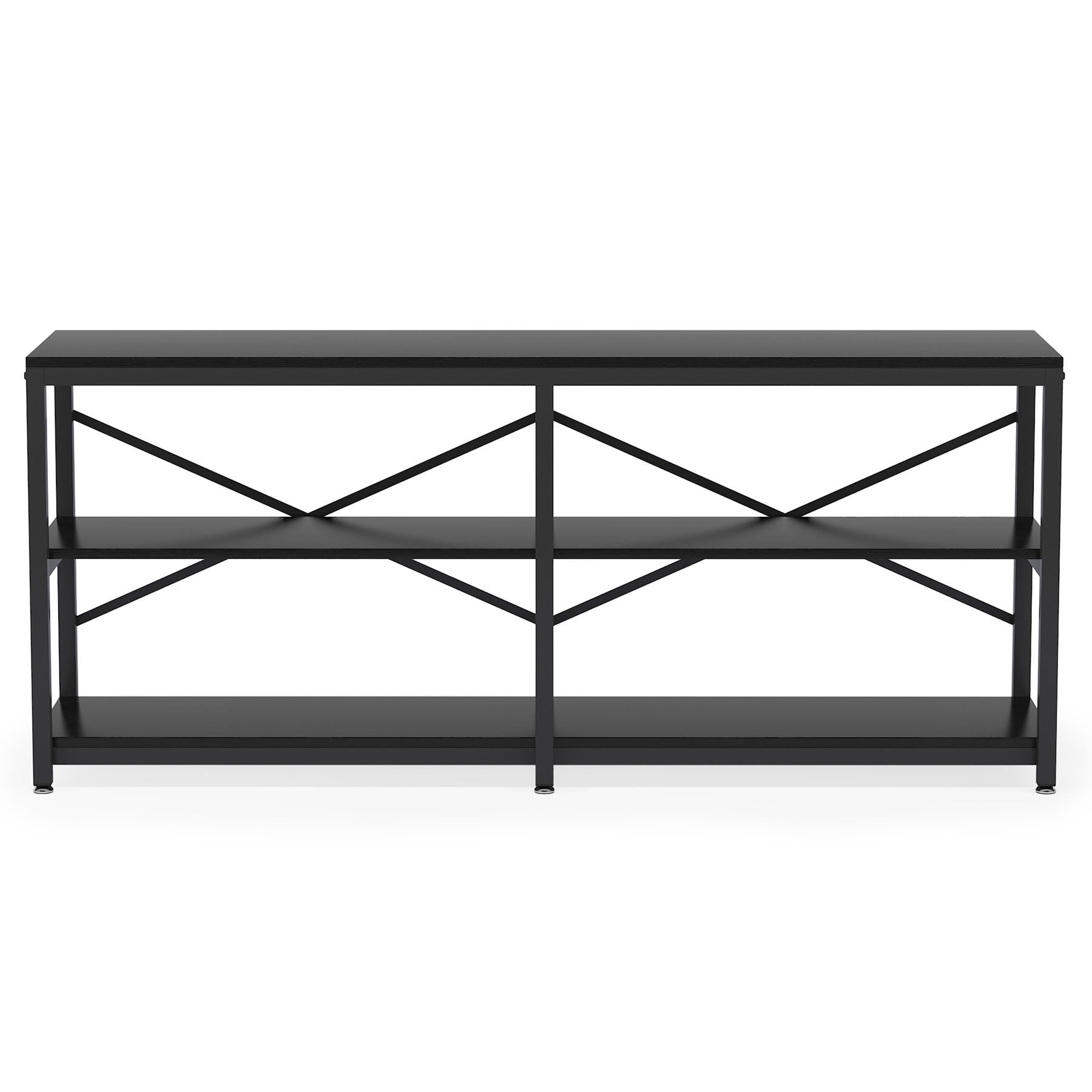 Runford Modern Entryway Table with Metal Frame & X-Back Design