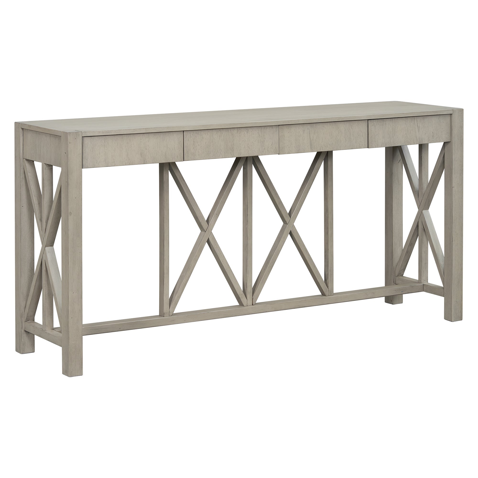 Modern Crisscross Design Entryway Table with Open Bottom Storage