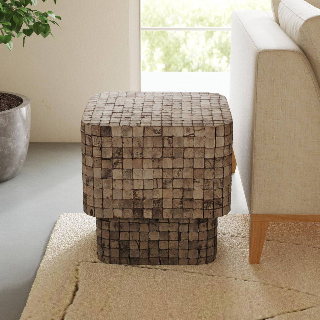 Samoa Square Coconut Shell Side Table