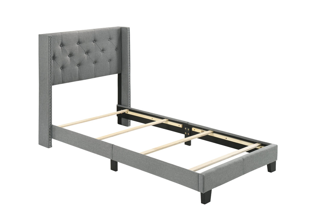 Button-Tufted Wingback Fabric Bed