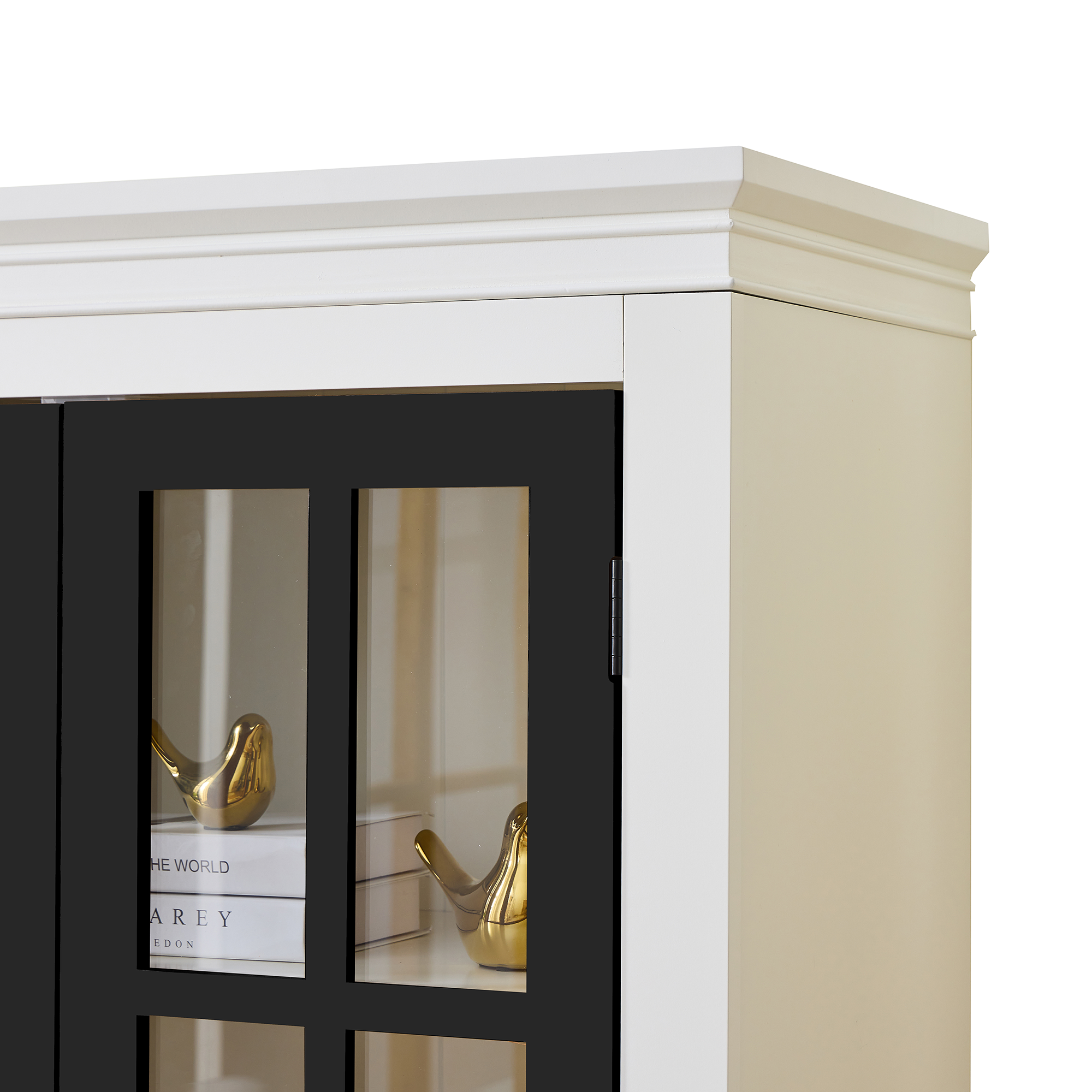 Rustic Style Display Cabinet with Glass Doors