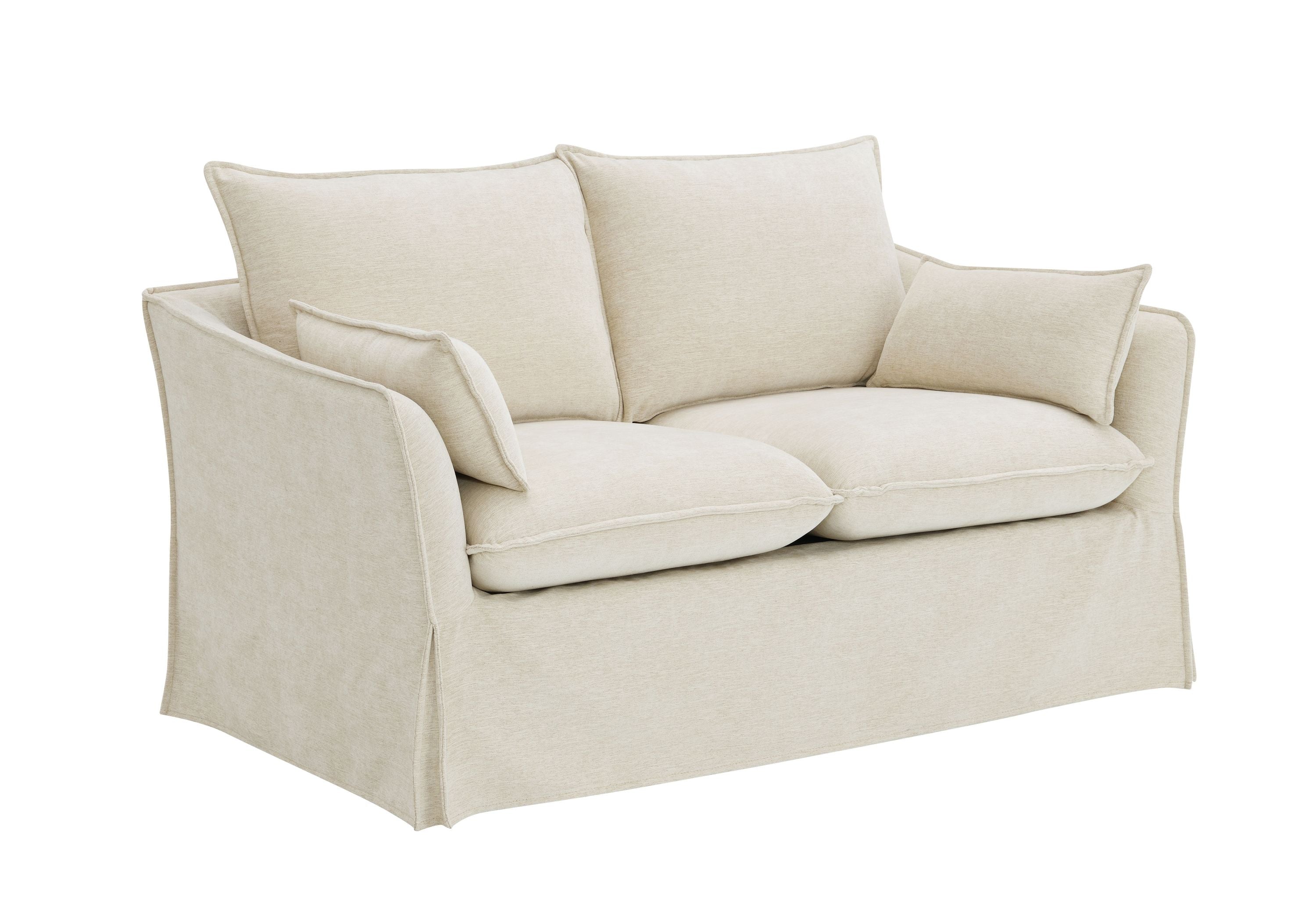 Shane Beige Linen Loveseat with Pillows