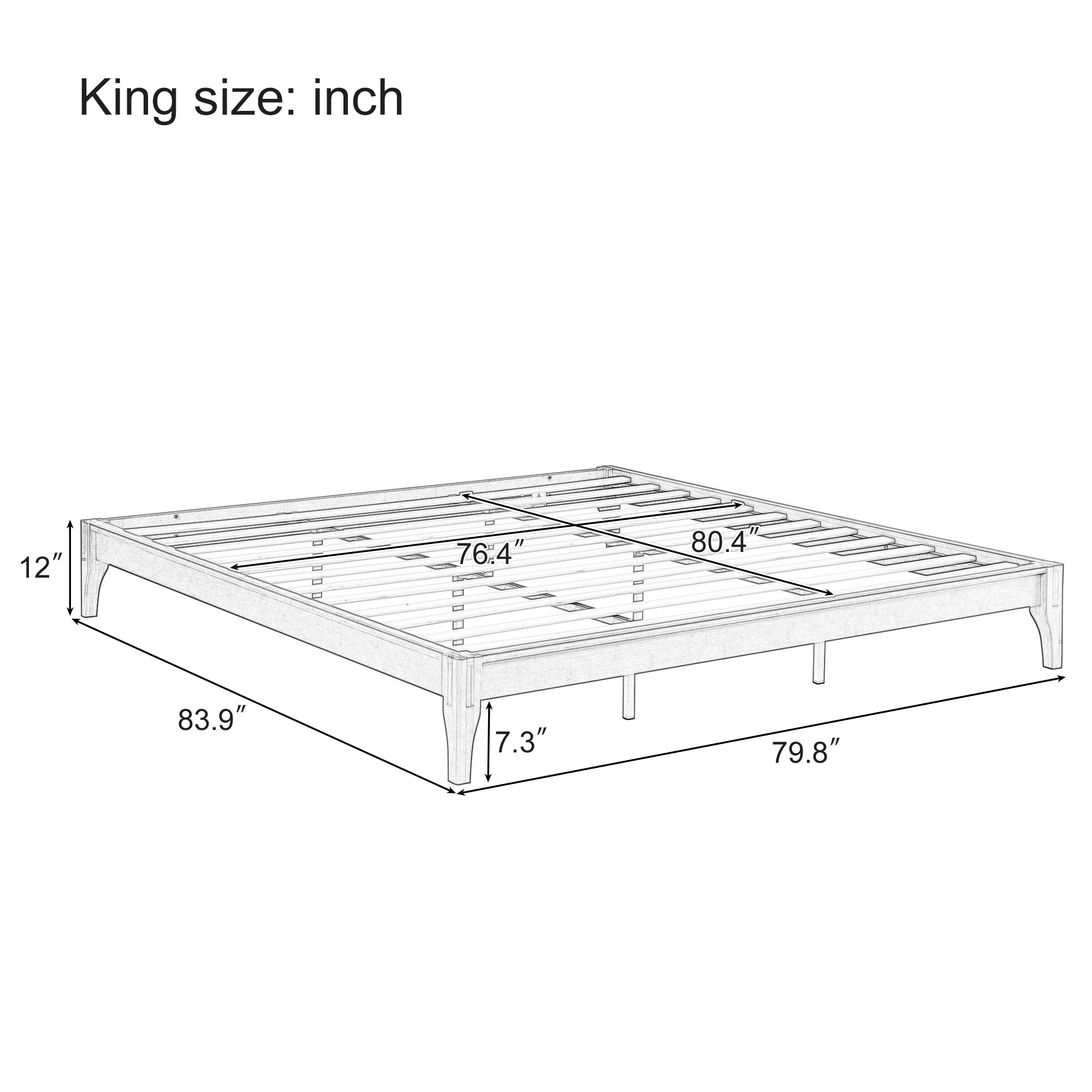 Bamboo Wood Platform Bed Frame