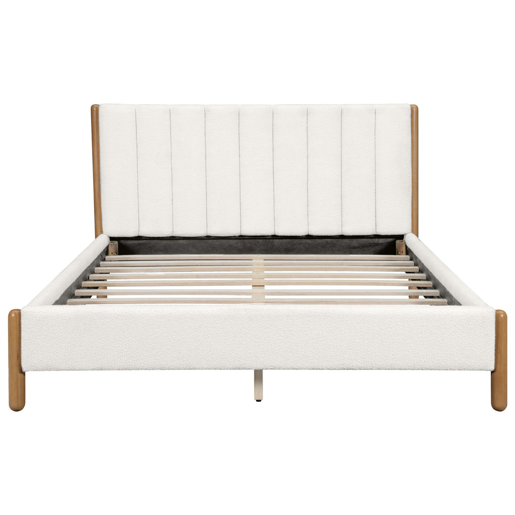 Boucle Upholstered Headboard Bed