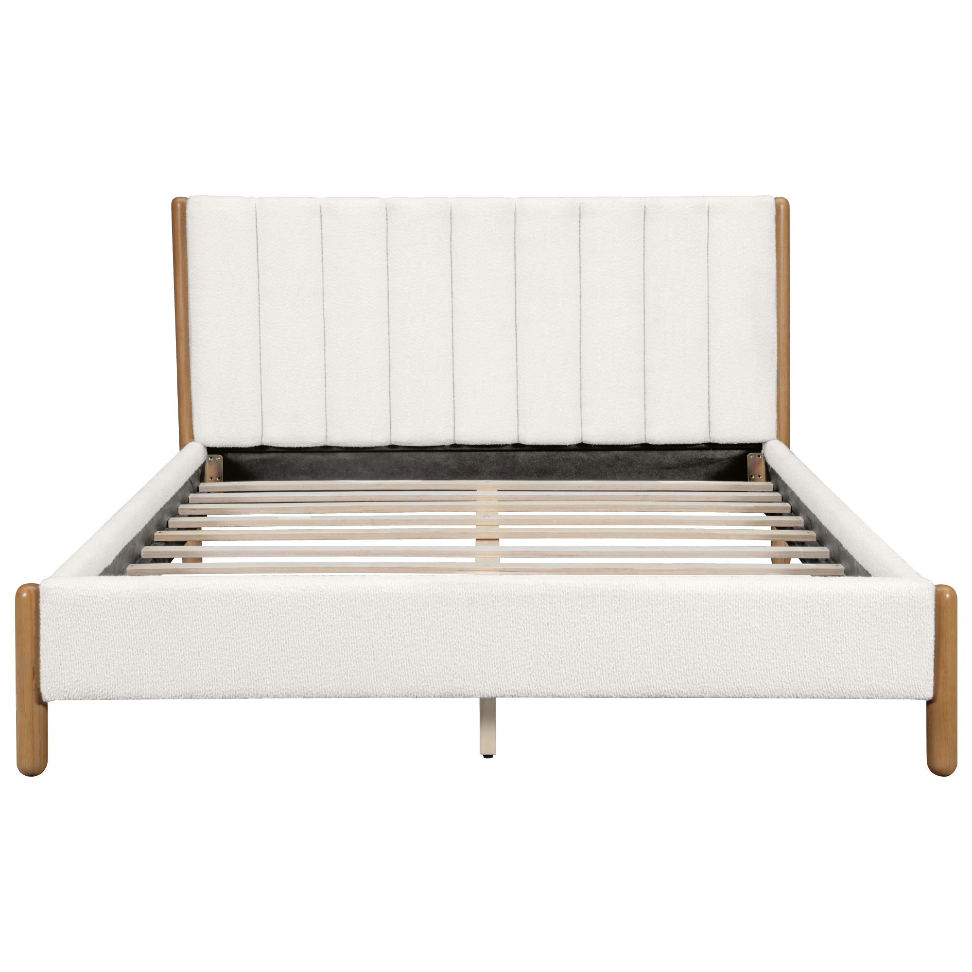 Boucle Upholstered Headboard Bed