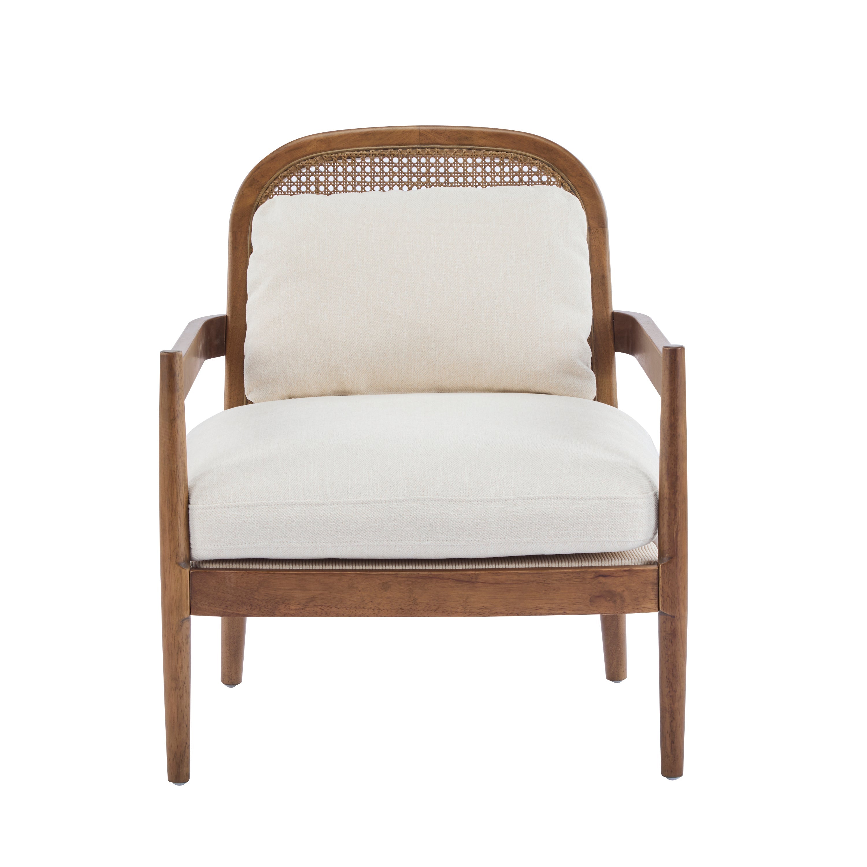 Elliston Rattan Backrest Solid Wood Accent Chair with Cushions, Set of 2