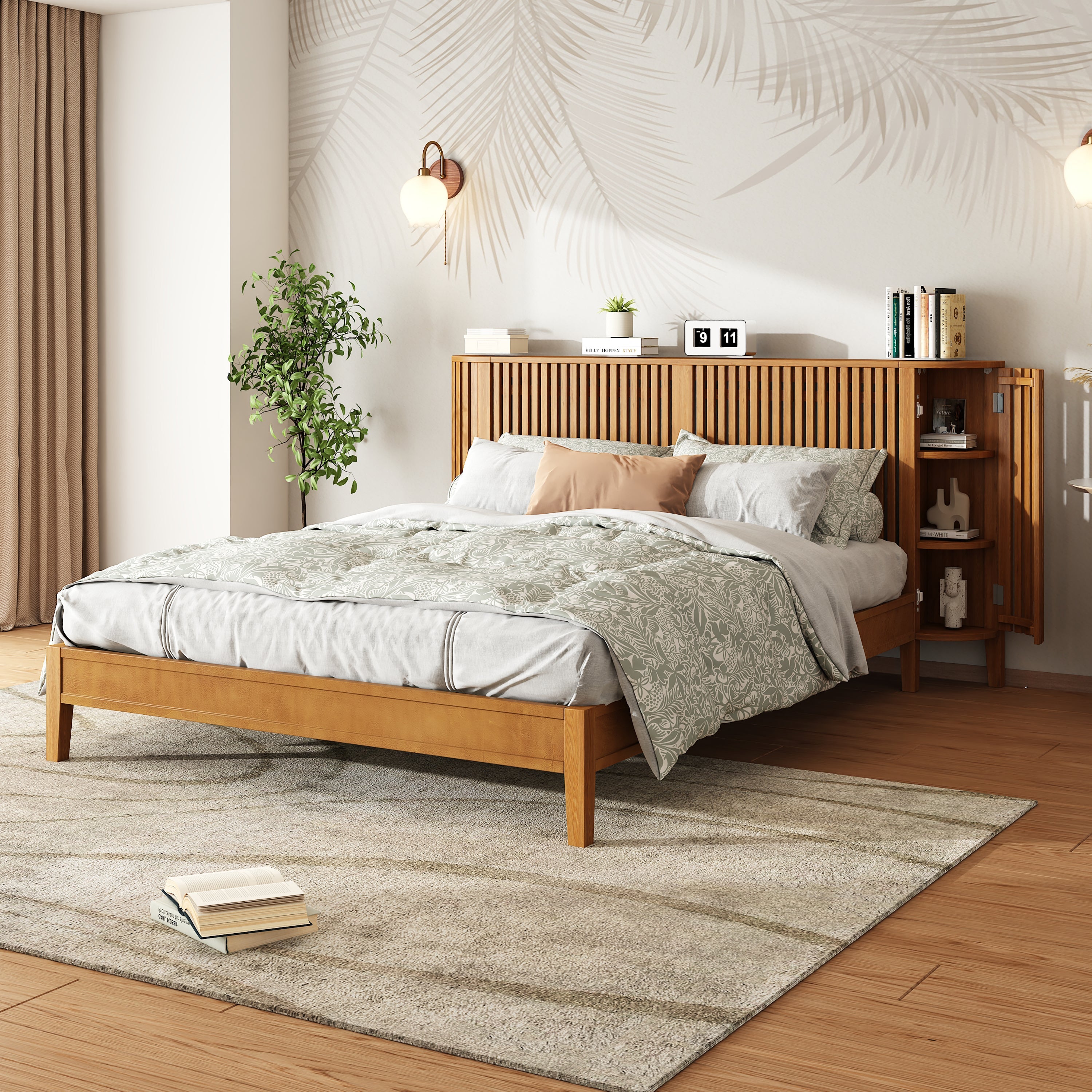 Slat Design Solid Wood Bed