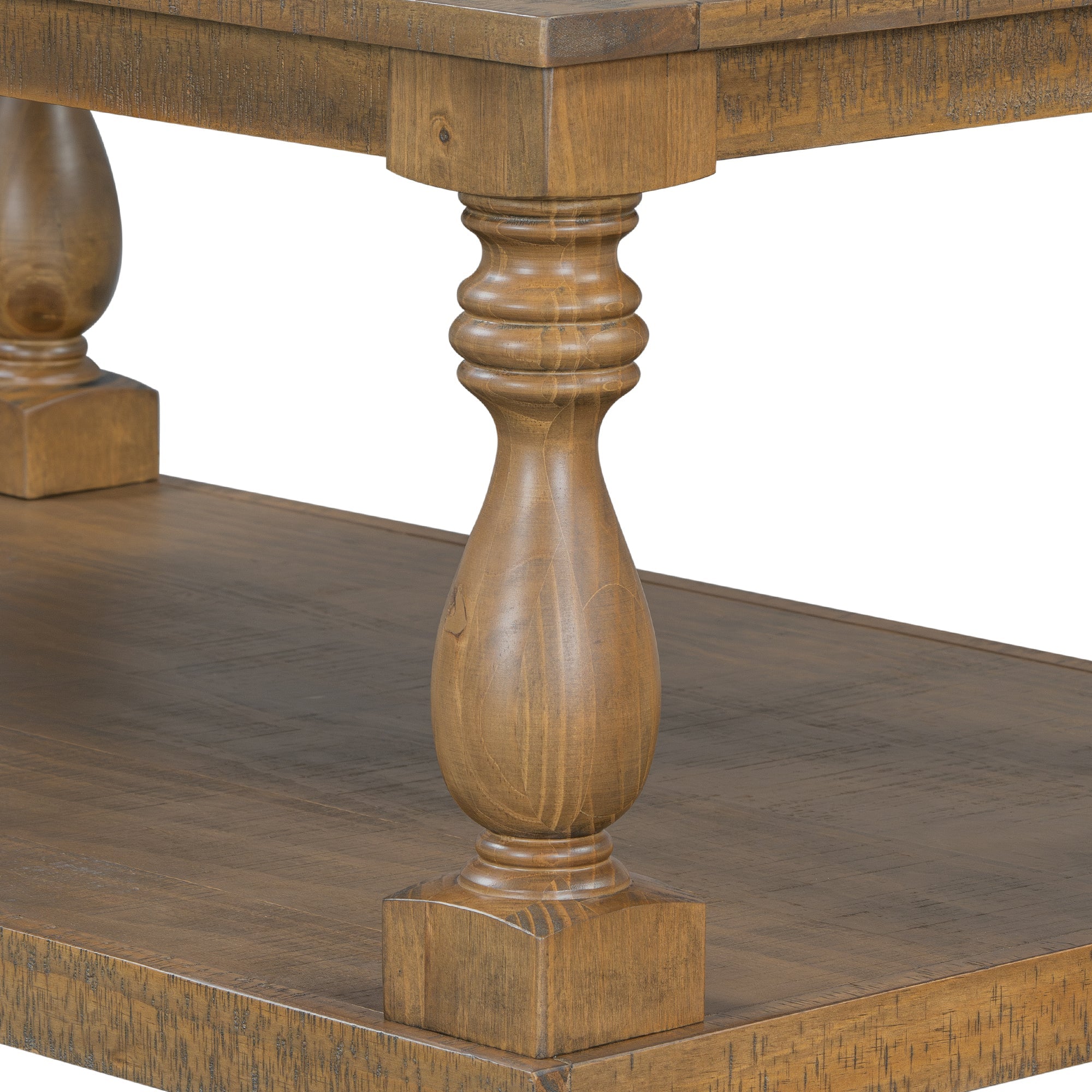 Farmhouse Turned-Leg Coffee Table with Bottom Shelf