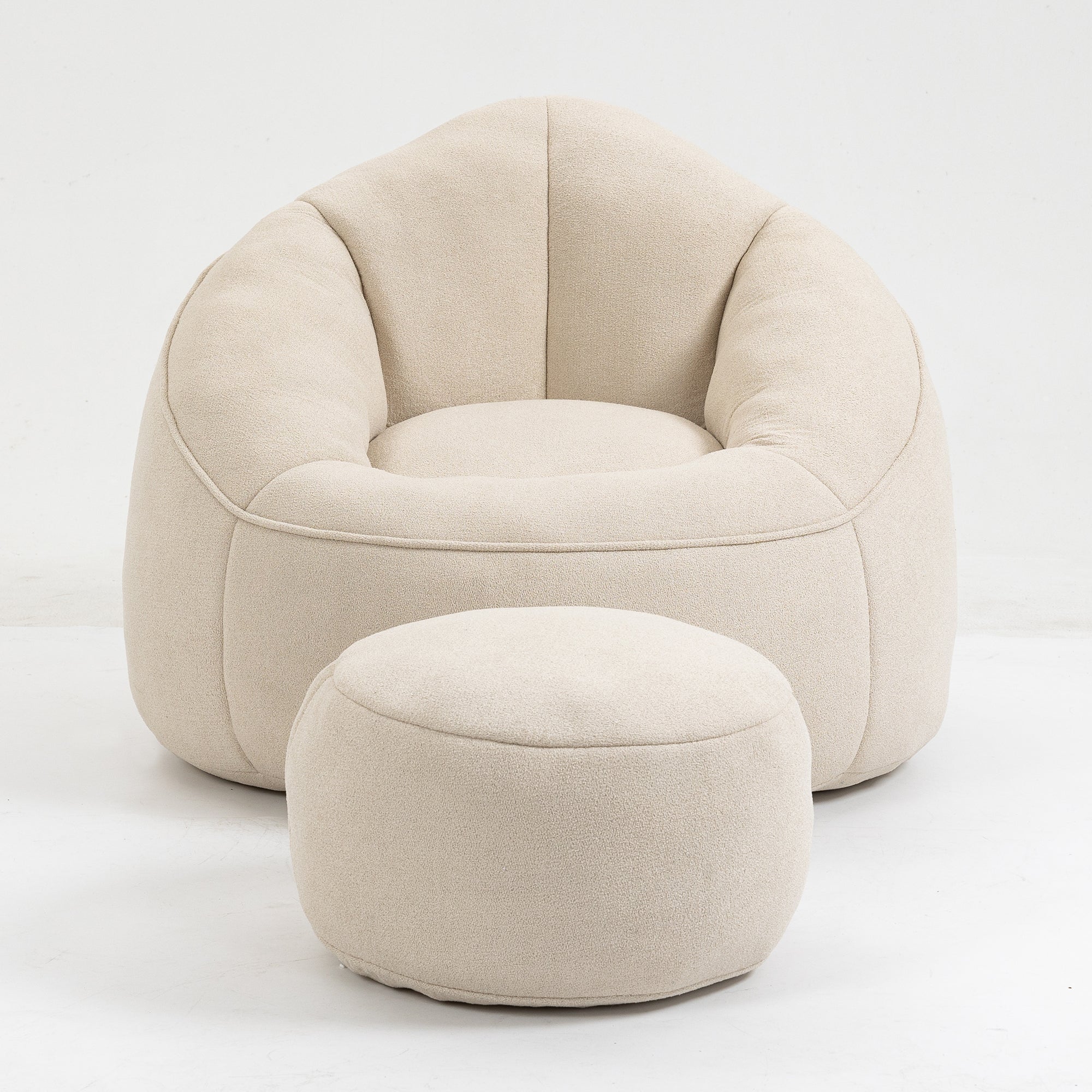 Bean Bag Sofa Chair with High-Pressure Foam and Footrest