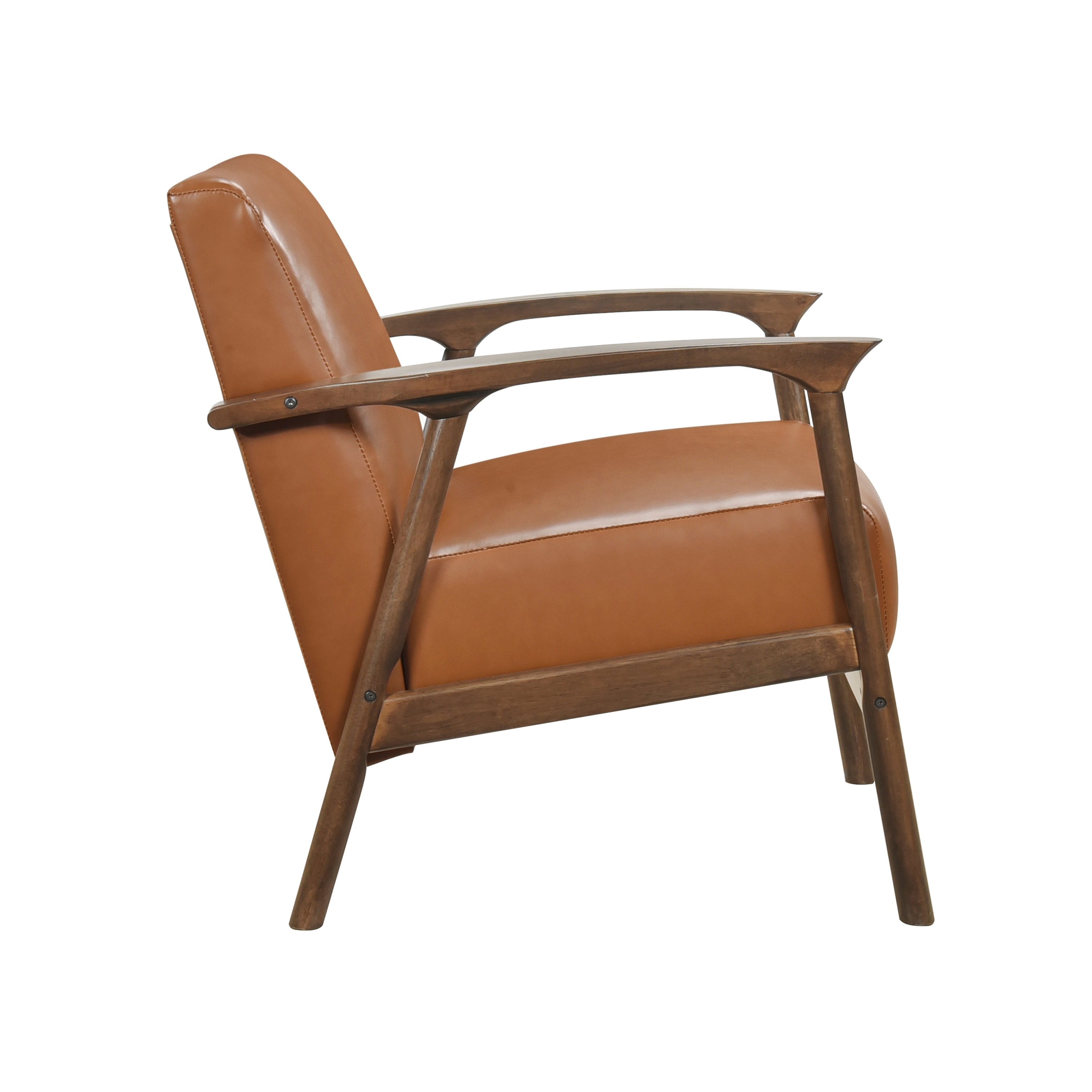 Brown Faux Leather Upholstered Accent Chair