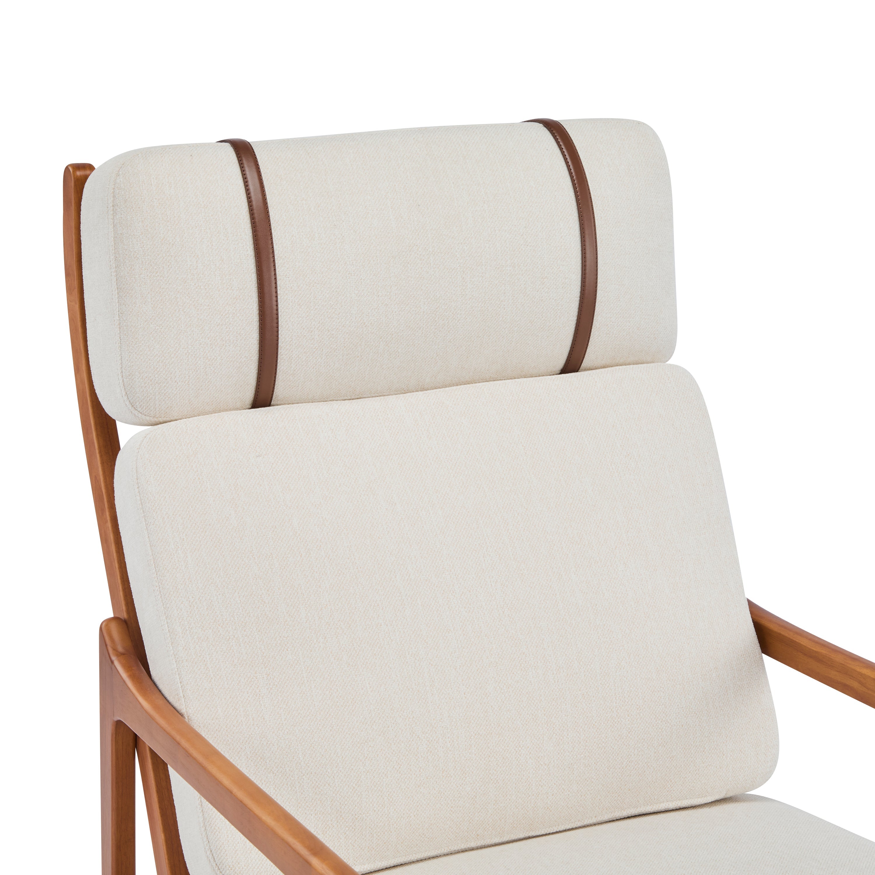 Birchmere Mid Century Modern Accent Armchair, Solid Wood Frame with High Back & Upholstered Cushions