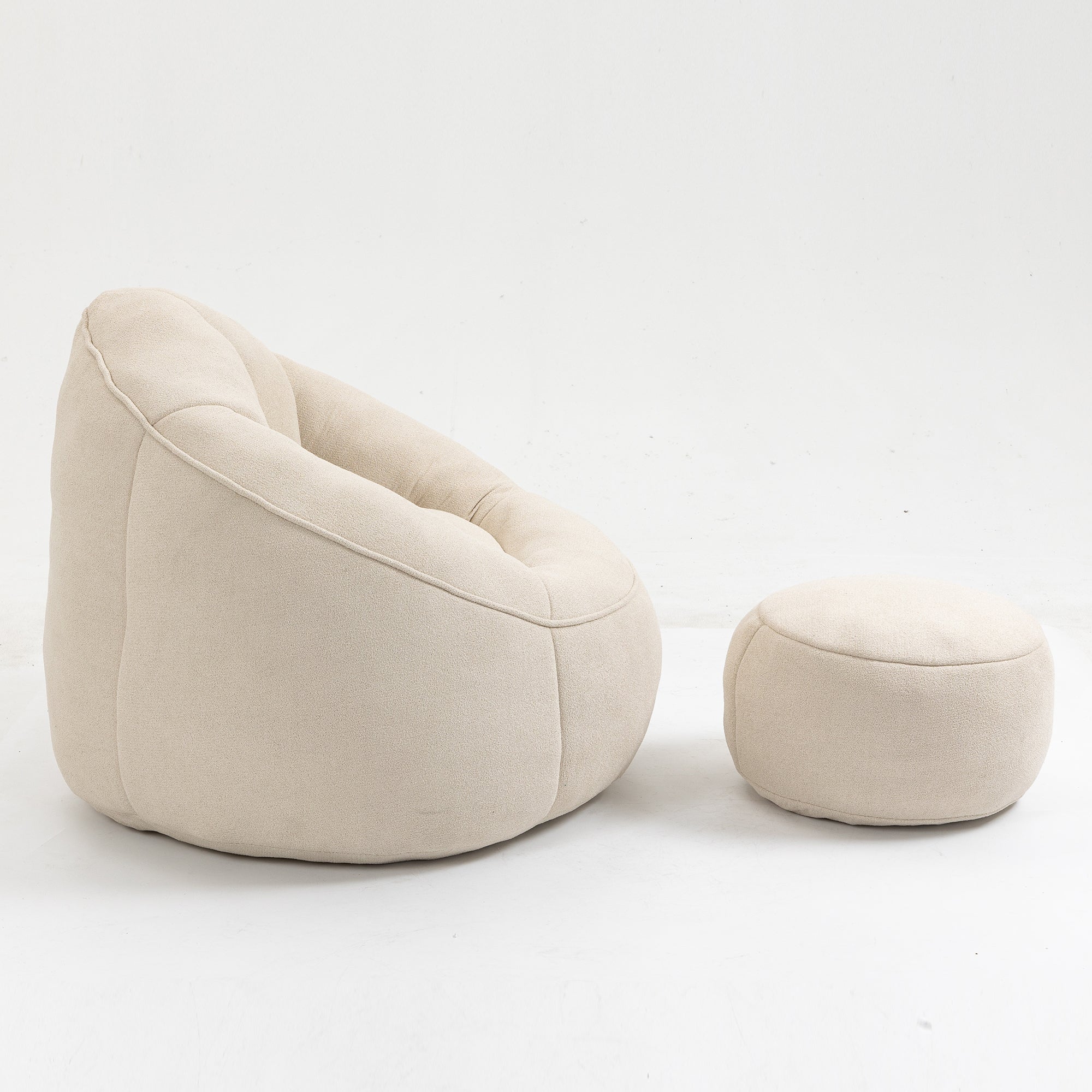 Bean Bag Sofa Chair with High-Pressure Foam and Footrest