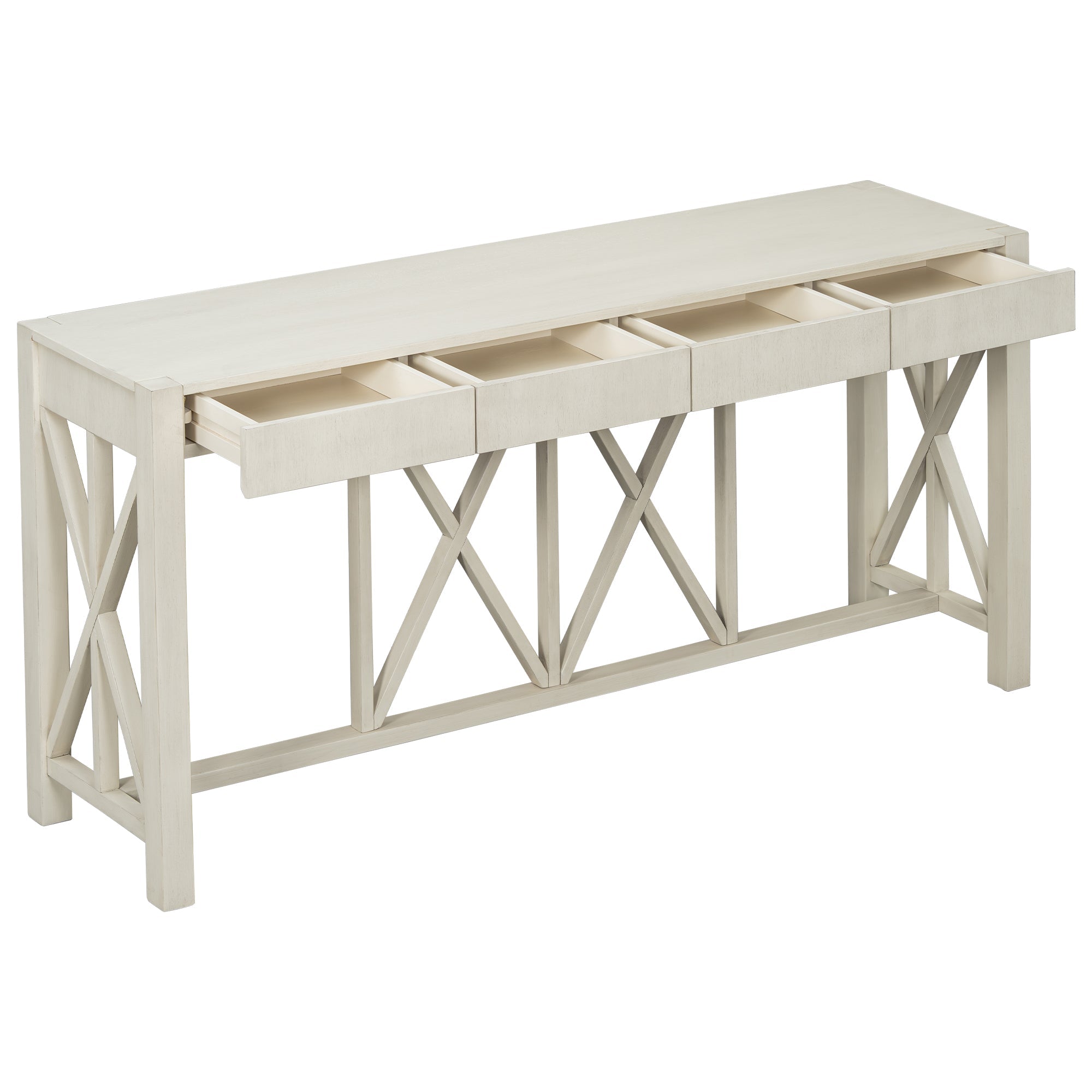 Modern Crisscross Design Entryway Table with Open Bottom Storage