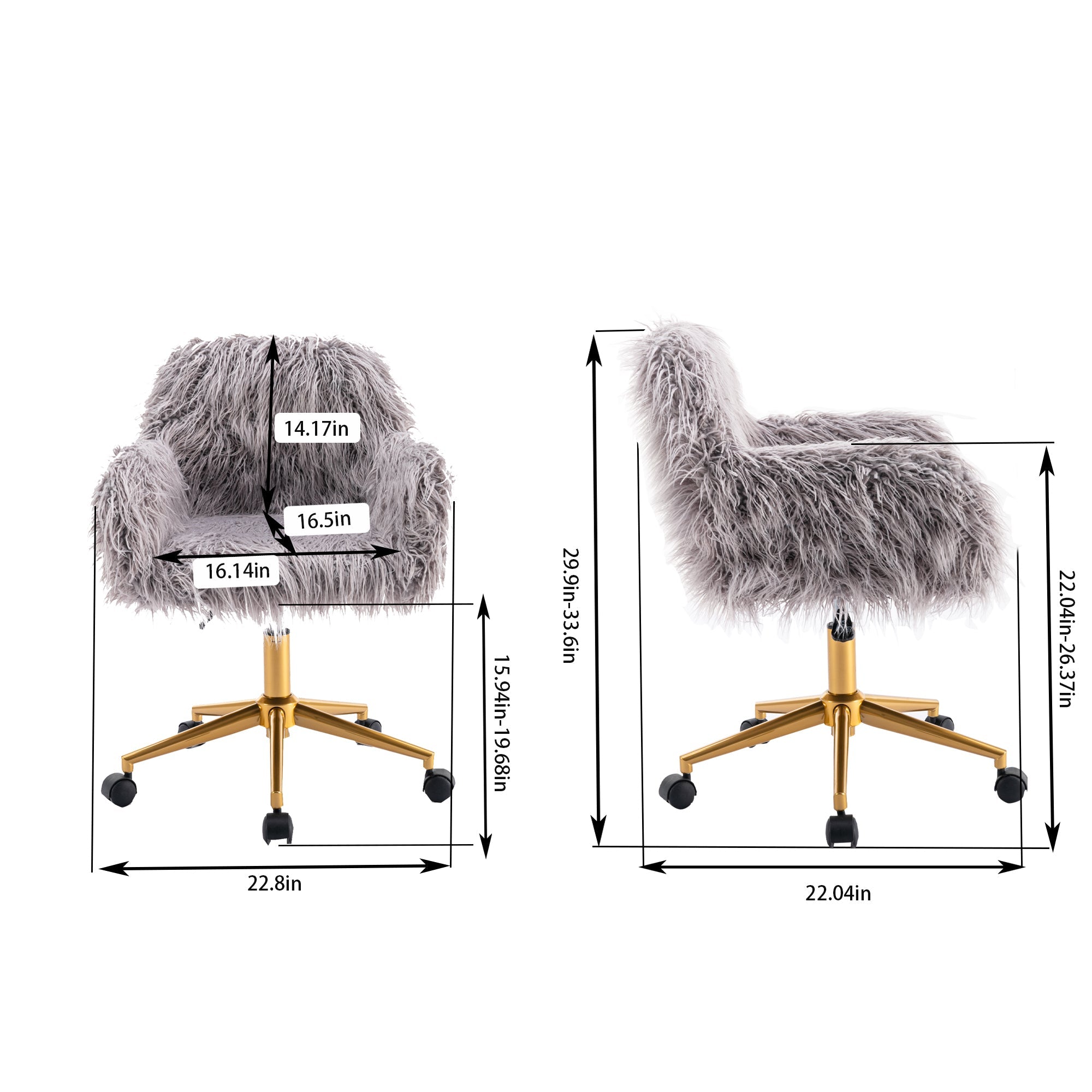 Faux Fur Office Chair with Gold Base