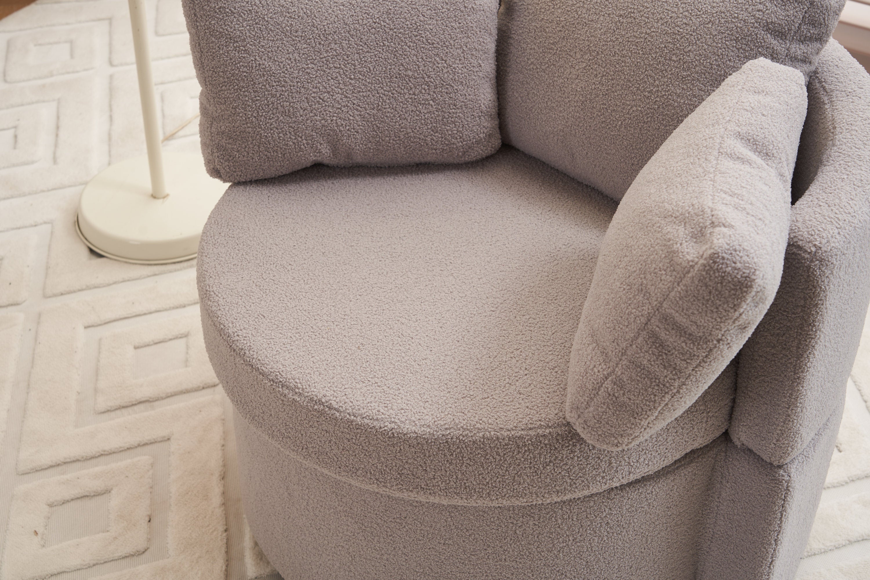 Teddy Fabric Swivel And Storage Chair With Back Cushion