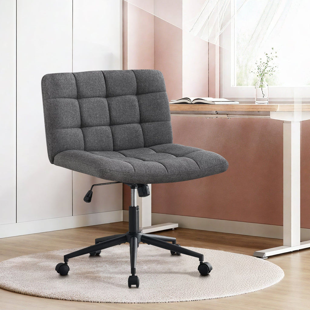Desk Chair with Wheels, Armless Desk Chair, Adjustable Height 360° Rolling Swivel