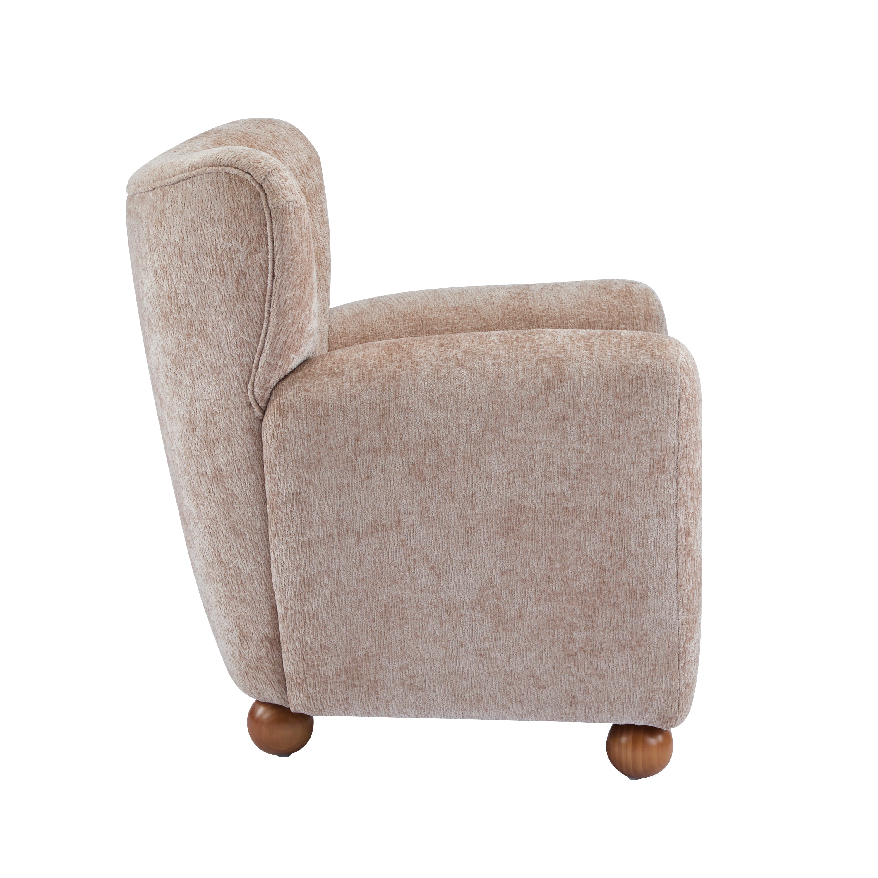 Cozy Wingback Accent Chair with Round Wood Feet