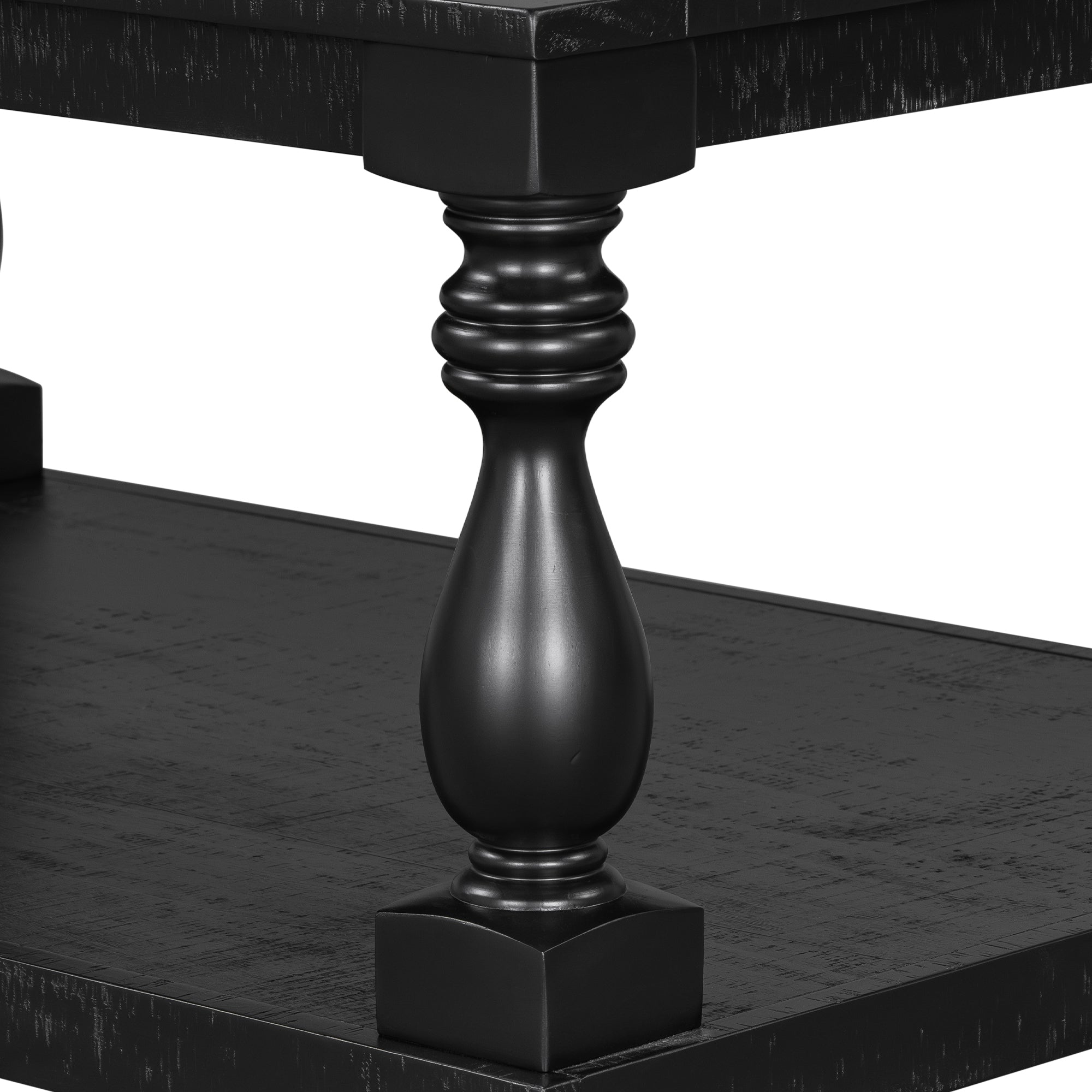 Farmhouse Turned-Leg Coffee Table with Bottom Shelf