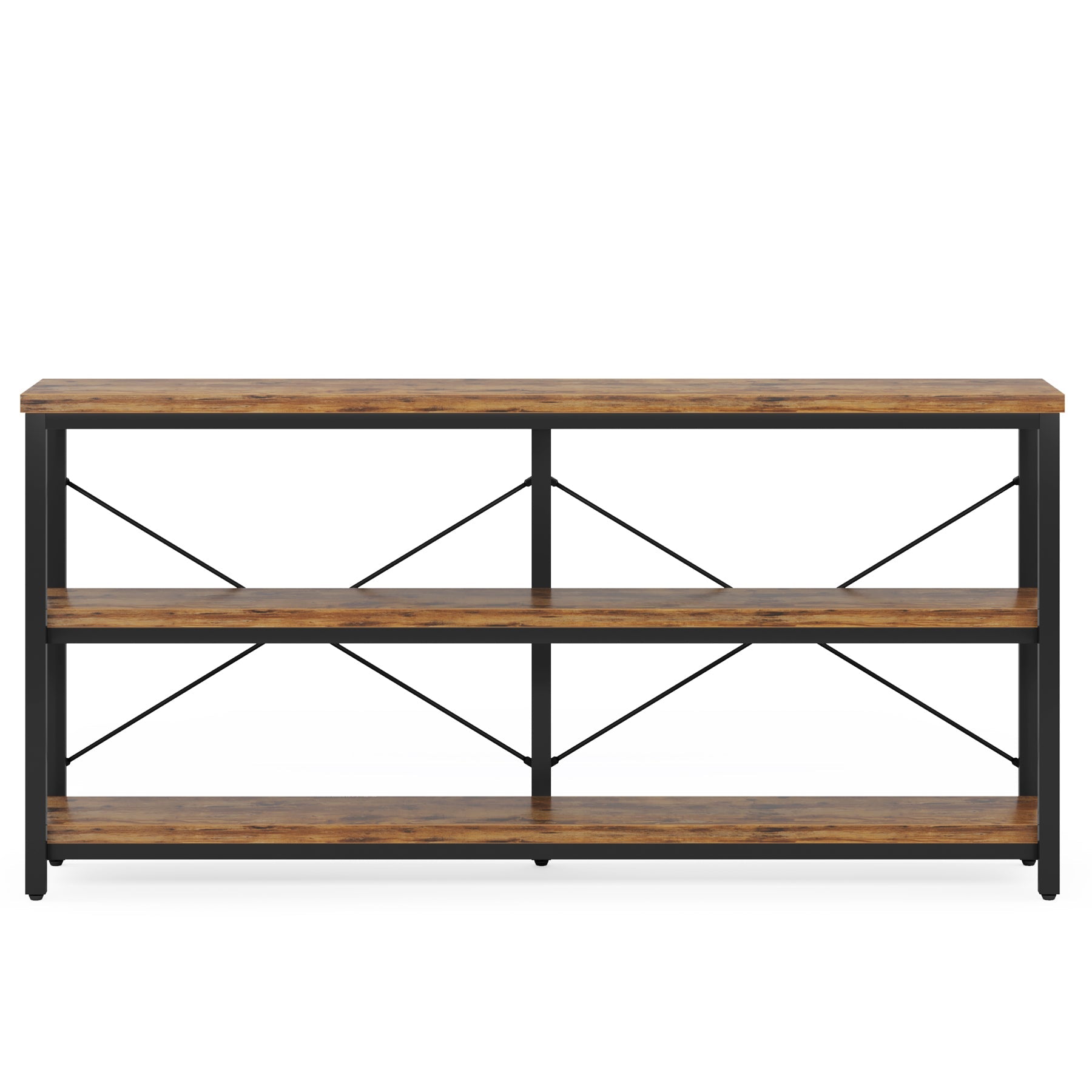 Granton Industrial 3-Tier Console Table with Storage Shelves