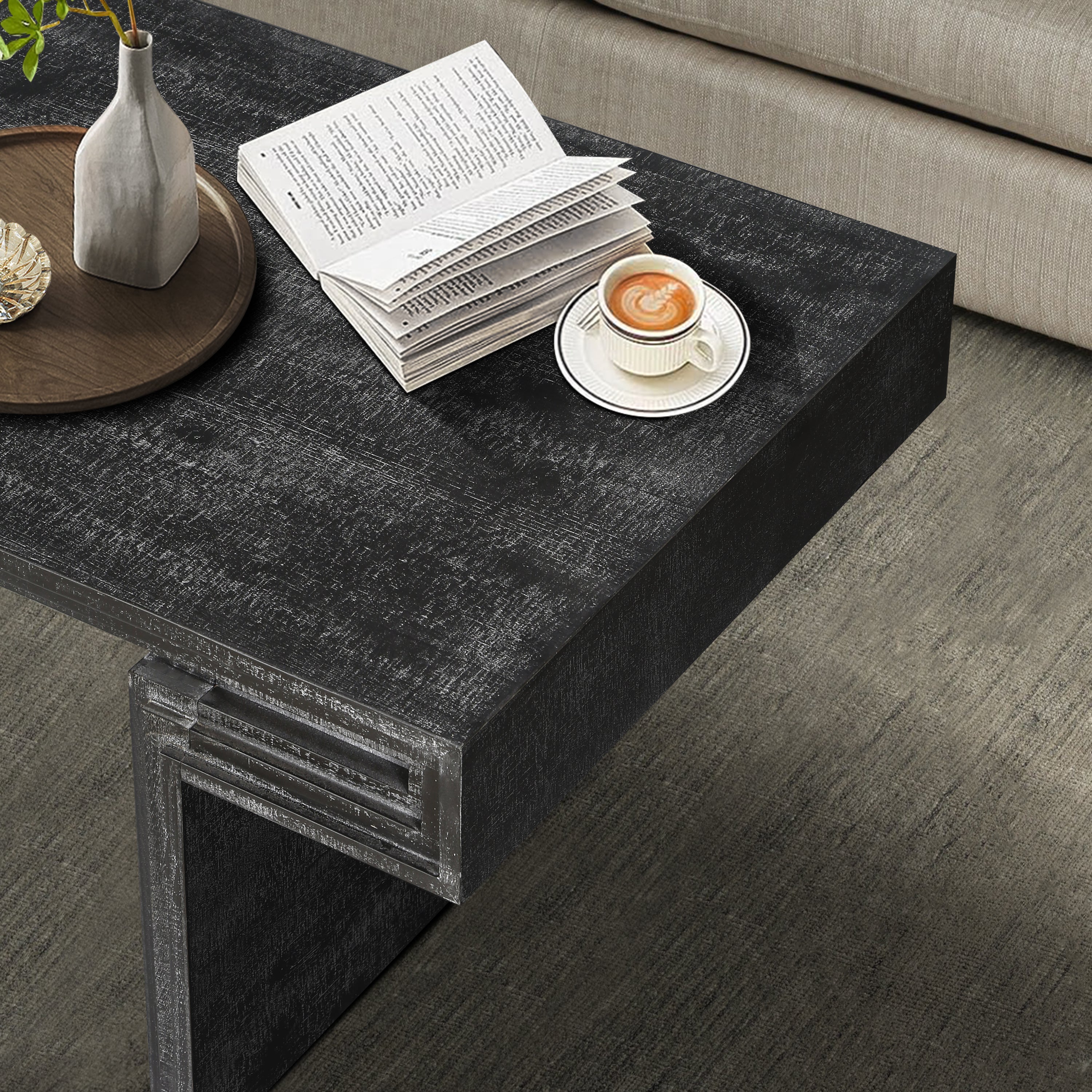 Modern Farmhouse Reclaimed Wood Texture Coffee Table