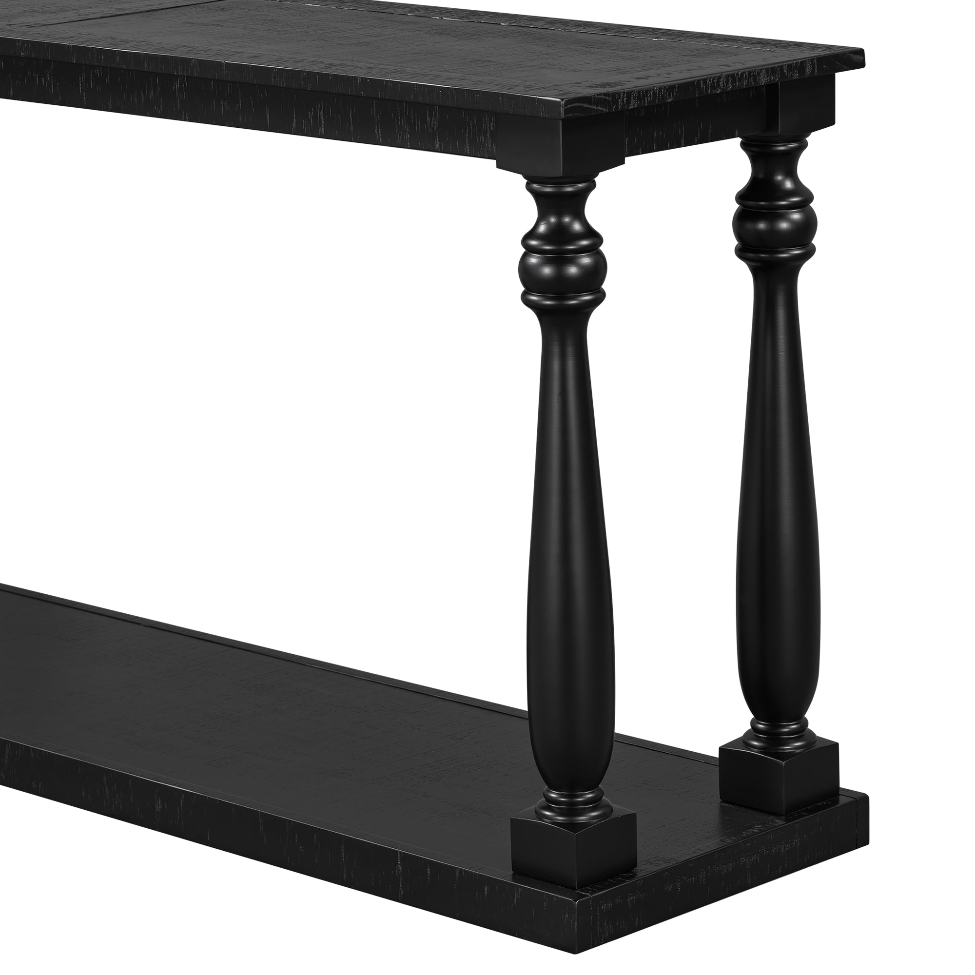 Farmhouse Turned-Leg Entryway Console Table with Bottom Shelf