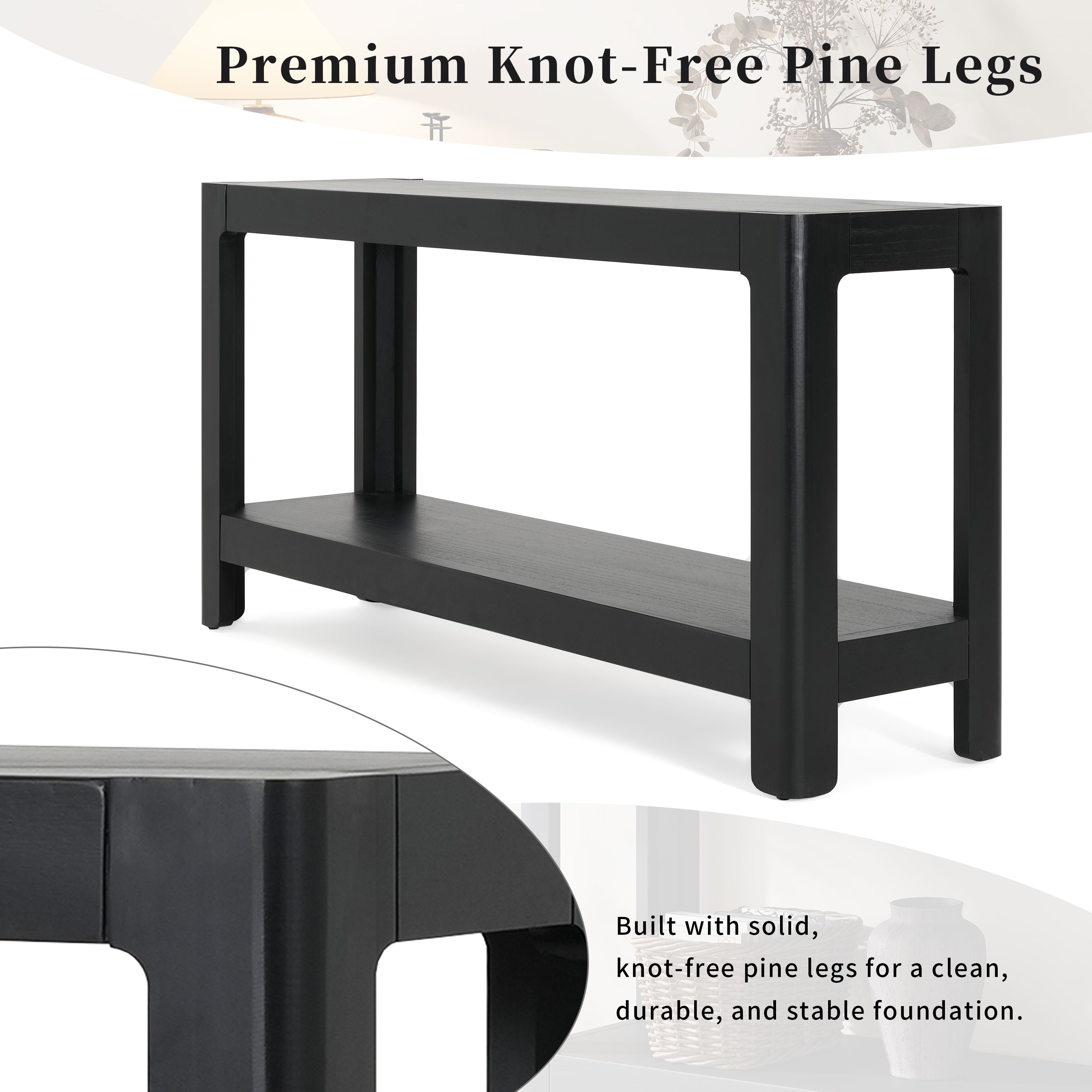 Modern Farmhouse Minimalist Rounded Console Table