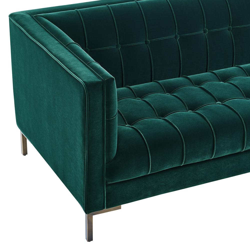 Isaac - Stitch Velvet Loveseat - Green