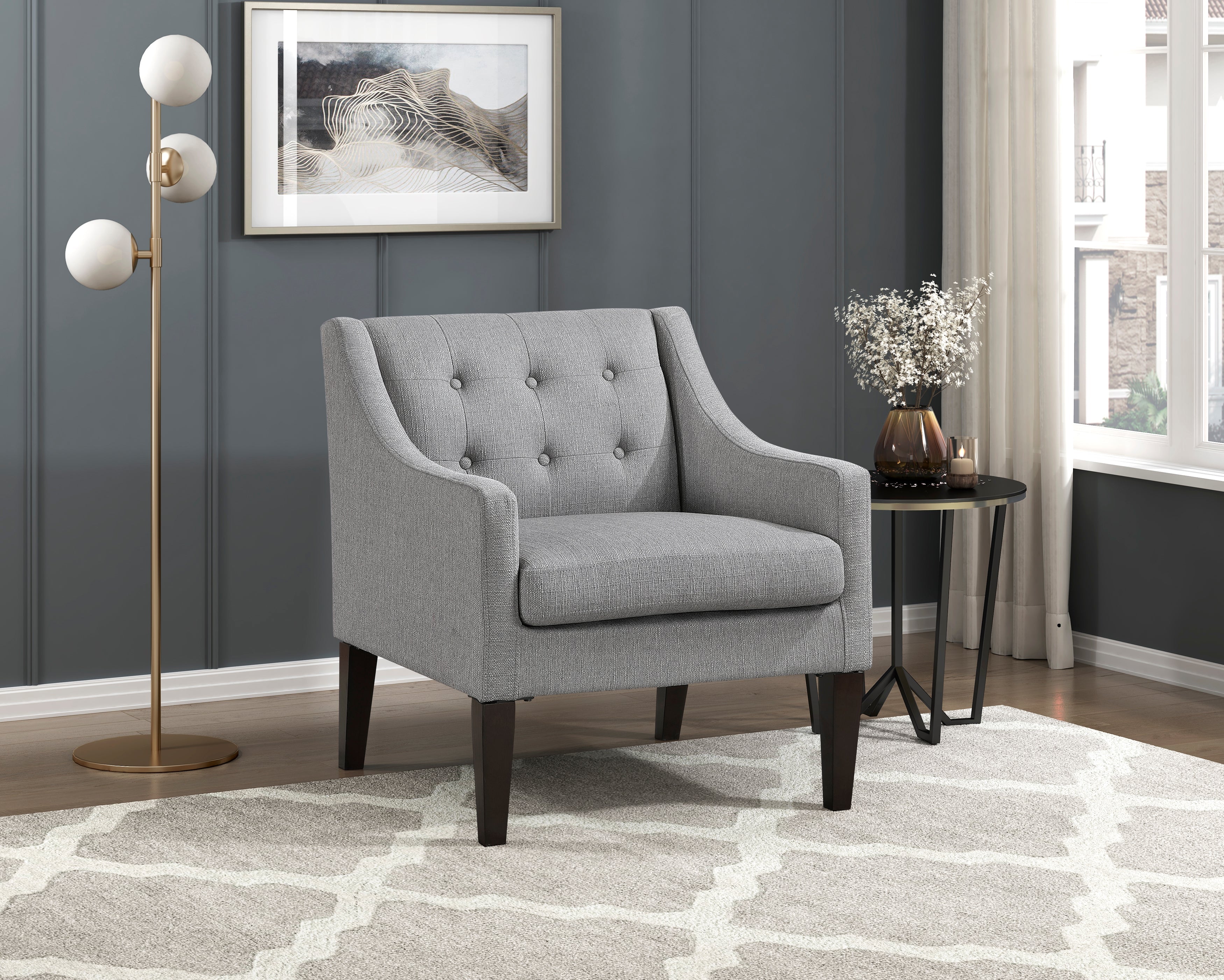 Contemporary Button Tufted Accent Chair