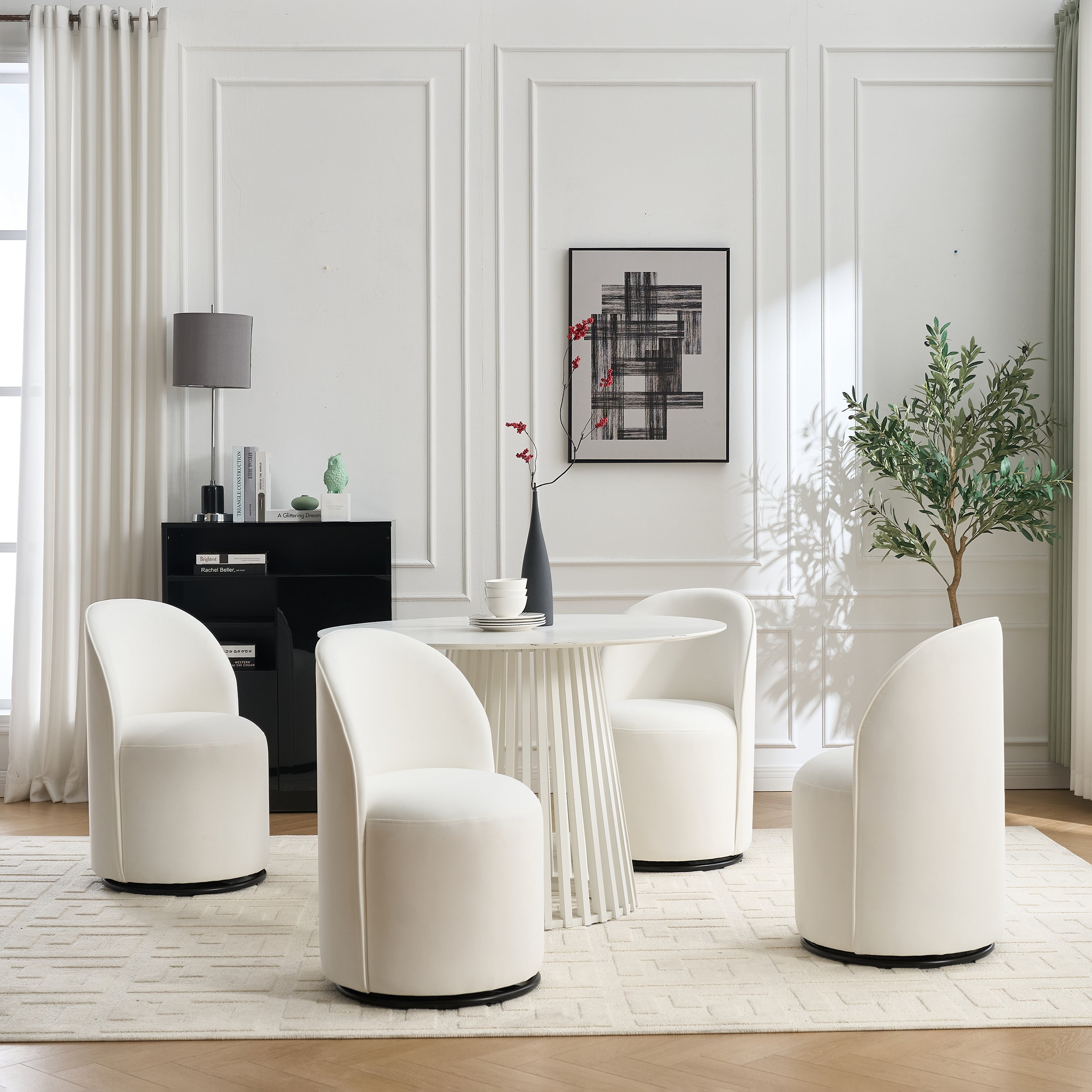 Ashcombe Mid Century Modern Round Velvet Dining Chair