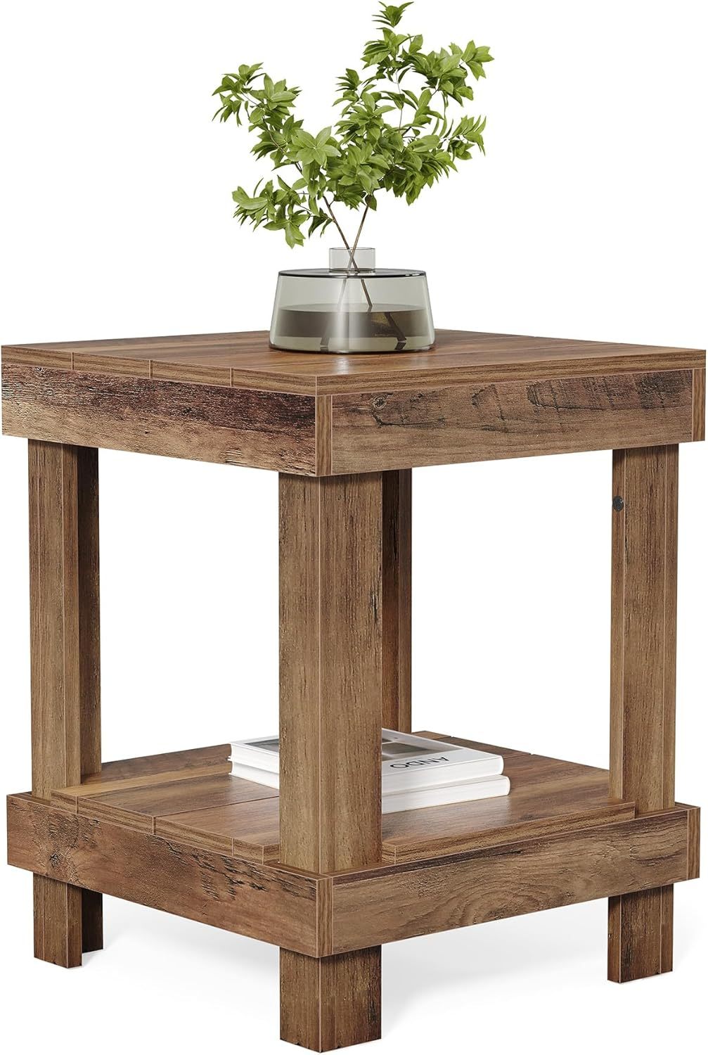 Radford 2-Tier Wooden End Table with Open Storage Shelves